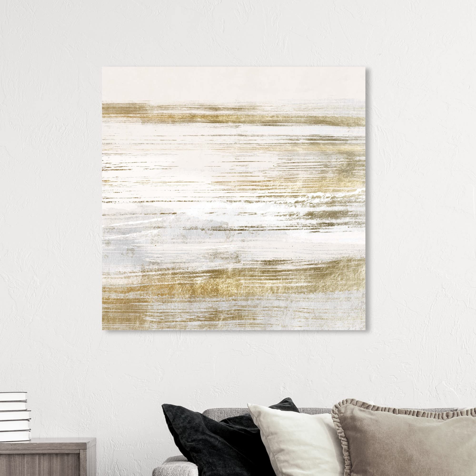 Blush Romance Gold Abstract Canvas Wall Art - 40x40 Inches Ready to Hang, Modern Home Decor for Living Room, Bedroom & Bathroom - Perfect for Adding Elegance & Style to Your Space