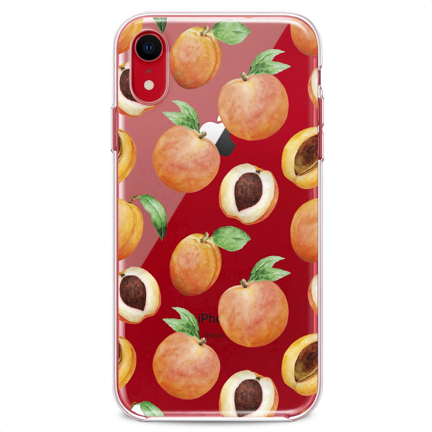 Premium TPU Phone Case for iPhone 16/15/14/13/12/11 Pro Max/Plus/Mini/XS/XR/X/8+/7/6/5/SE - Cute Tropical Fruit Print Design, Slim Flexible Silicone Cover with Peach Theme - Perfect for Everyday Protection & Stylish Accessory