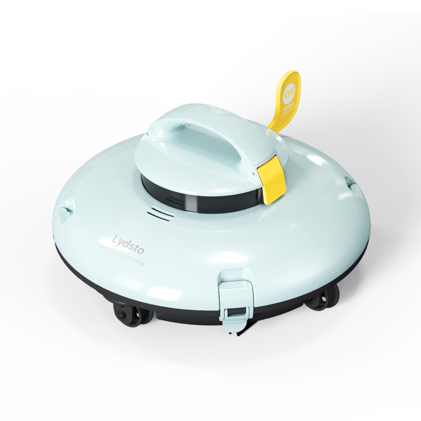 Automatic Cordless Robotic Pool Cleaner for Above Ground Pools - Dual-Drive Motors & Water Sensor Technology - Rechargeable Battery for Flat Bottom Pools up to 35ft (Yellow) - Perfect for Weekly Pool Maintenance & Seasonal Cleaning