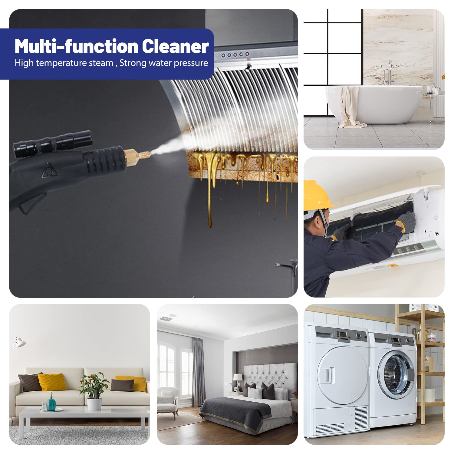 Moongiantgo 1700W Powerful Handheld Steam Cleaner Kit with 4 Multi-Purpose Brushes - Perfect for Home, Car, Kitchen & Bathroom Deep Cleaning