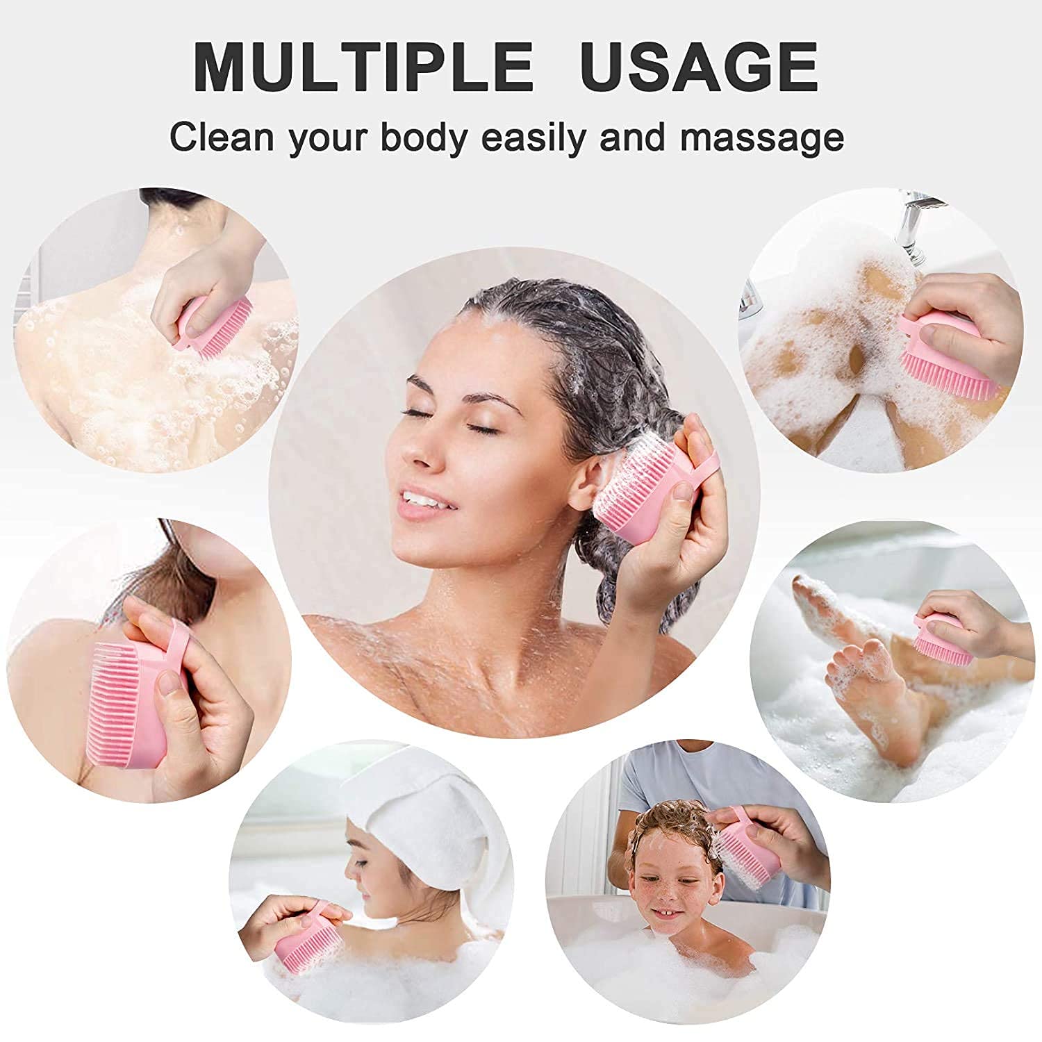 **HBD SALES Soft Silicone Bath Brush with Hook – Multifunctional Body Scrubber for Adults & Babies – Non-Toxic Back Massager, Dirt & Mud Remover – Perfect for Showers, Bubble Baths & Spa Days – Multicolor, 1 Piece**