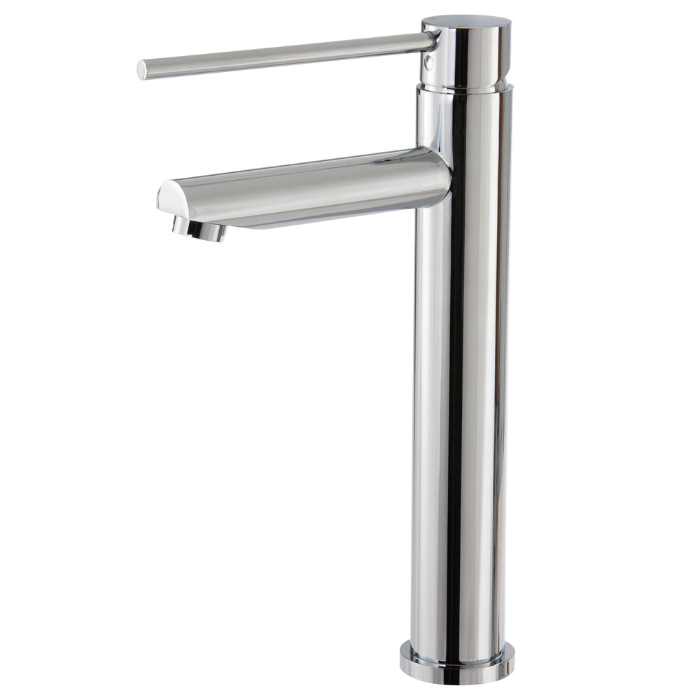 Fienza 213107D Isabella Care Chrome Tall Basin Mixer Tap - Modern Bathroom Faucet for Sink, High Spout Design, Brushed Nickel Finish - Perfect for Contemporary Home, Hotel, and Luxury Bathroom Decor