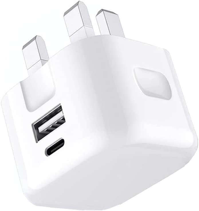 20W Dual Port USB & USB C Fast Charger for Samsung Galaxy Tab A8/A7/A9/A9 Plus - PD Charging Adapter with Quick Charge Technology | Perfect for Travel, Home & Office Use (White)
