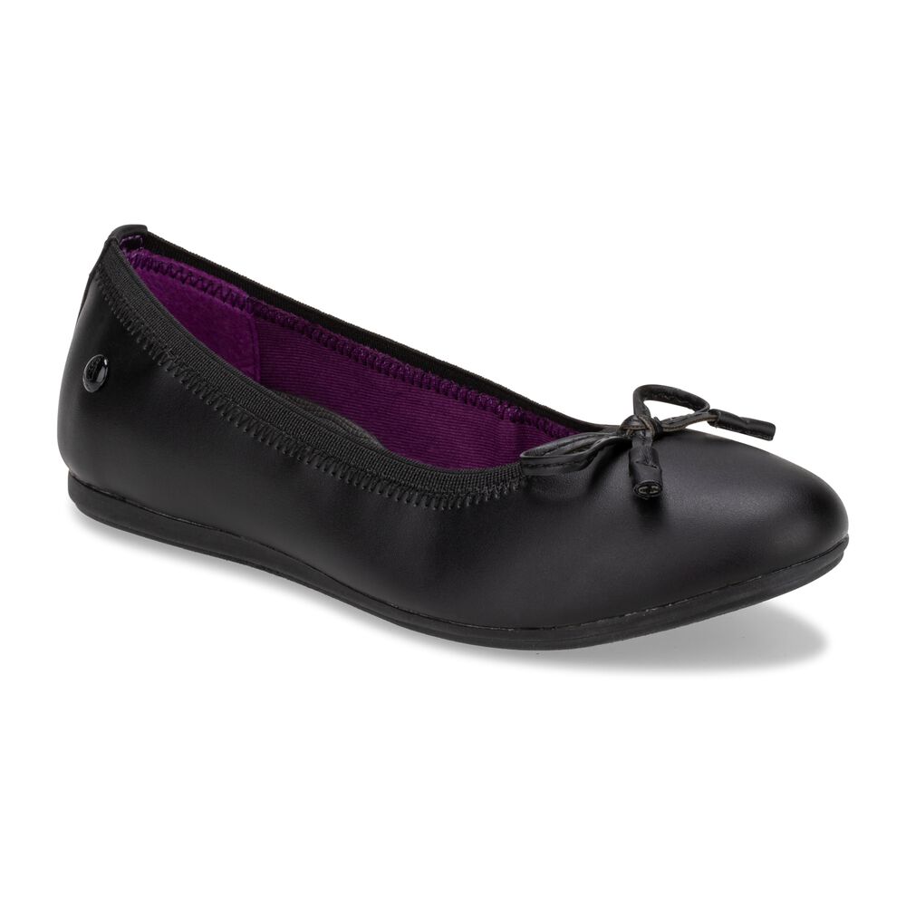 Hush Puppies Black Josie Youth Flat Shoes for Girls - Comfortable & Stylish School & Casual Wear
