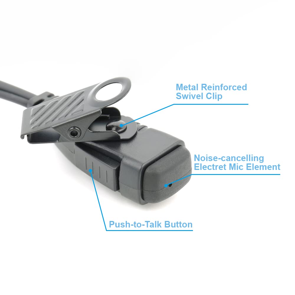3.5mm C-Shape Walkie Talkie Earpiece with PTT Mic - Compatible with Motorola CLP1010/1040/1060 Two-Way Radios - Secure & Comfortable Radio Headset for Security Guards, Event Staff & Construction Workers