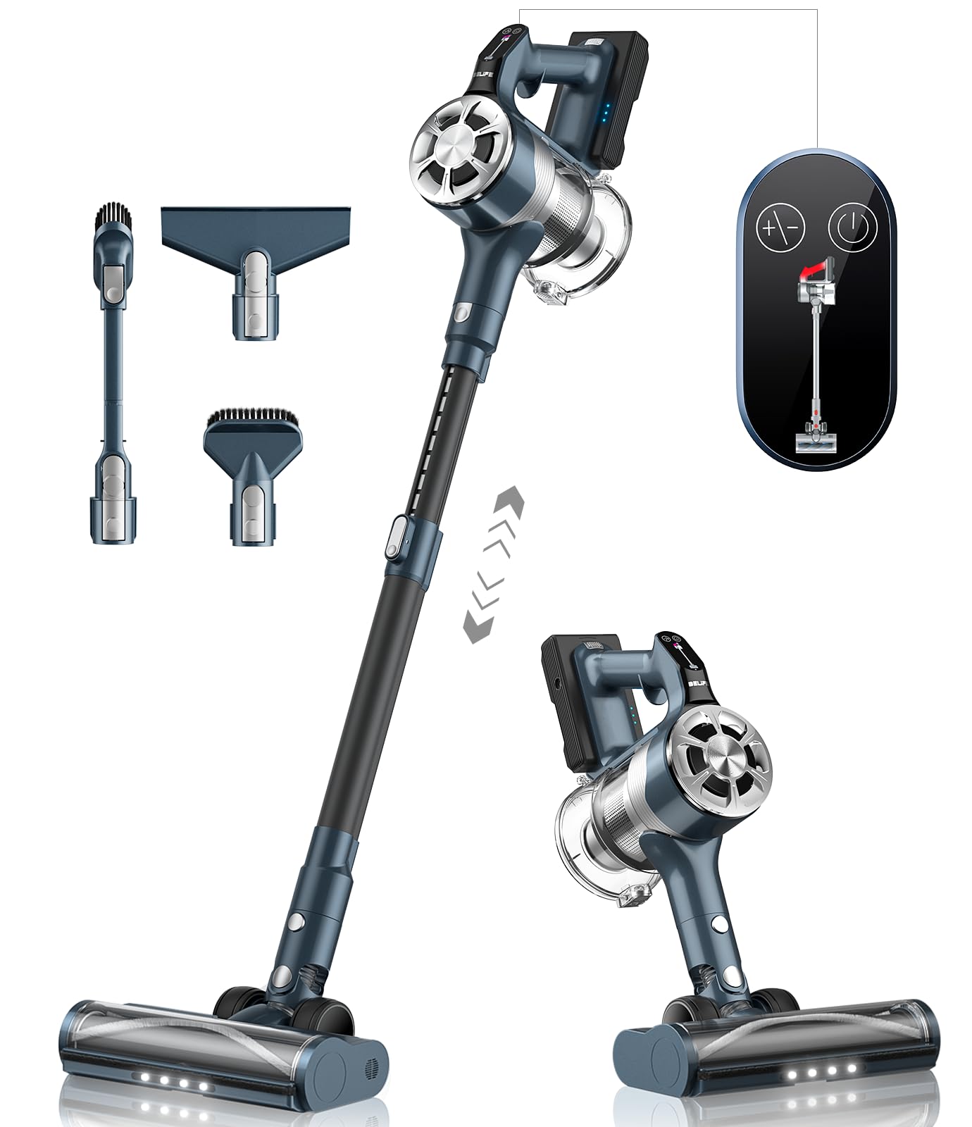 Belife S11 Cordless Vacuum Cleaner - Powerful 23Kpa Stick Vacuum for Hardwood Floors, Carpets & Pet Hair, 50Mins Runtime, Anti-Tangle Digital Motor - Ideal for Home Cleaning & Car Detailing