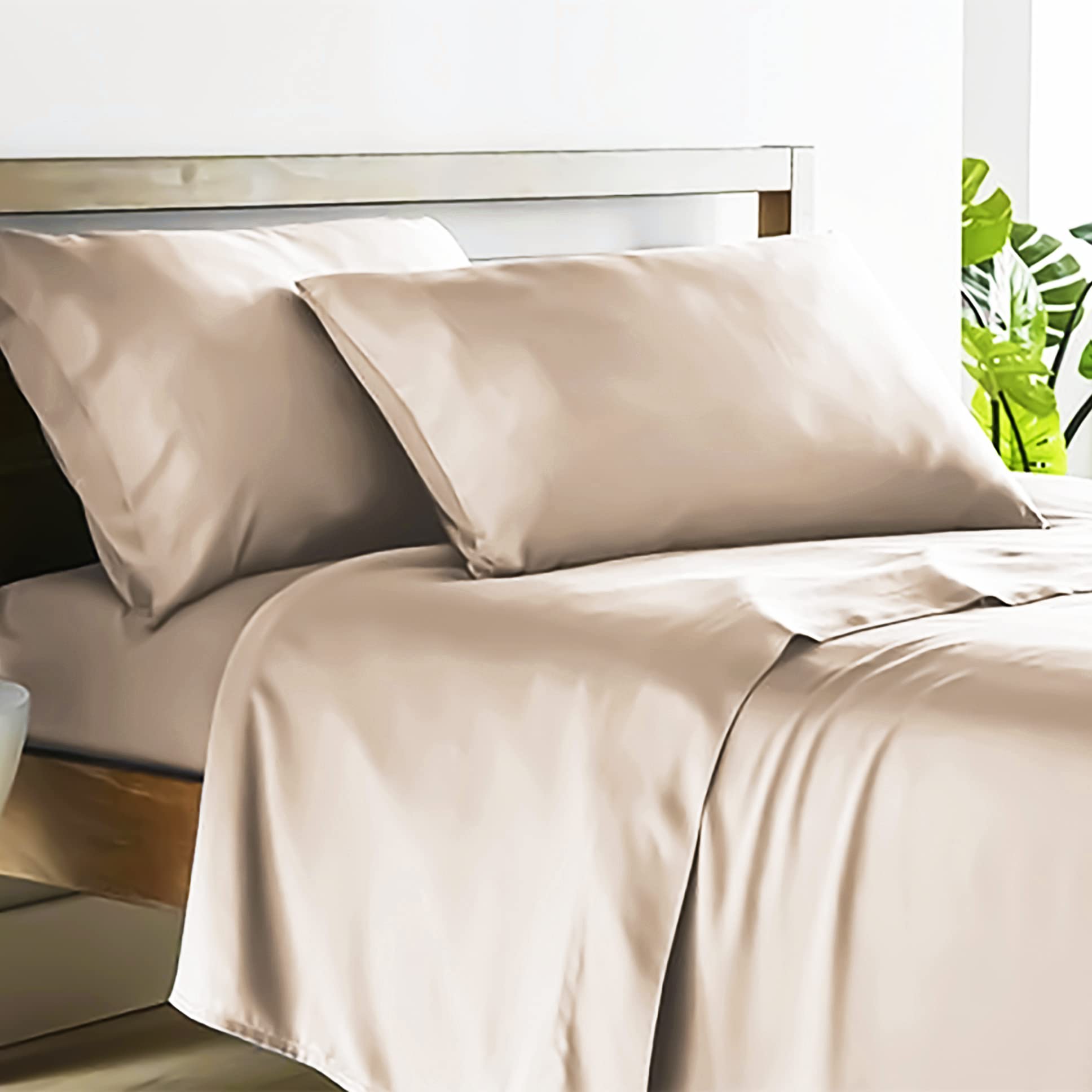 Premium 600 Thread Count 100% Cotton Sateen Weave Bedsheets - Hotel Quality Soft & Smooth Sheets with Deep Pocket & Pillowcase (Light Pink, Twin) - Perfect for Guest Rooms, Dorms & Luxury Bedding