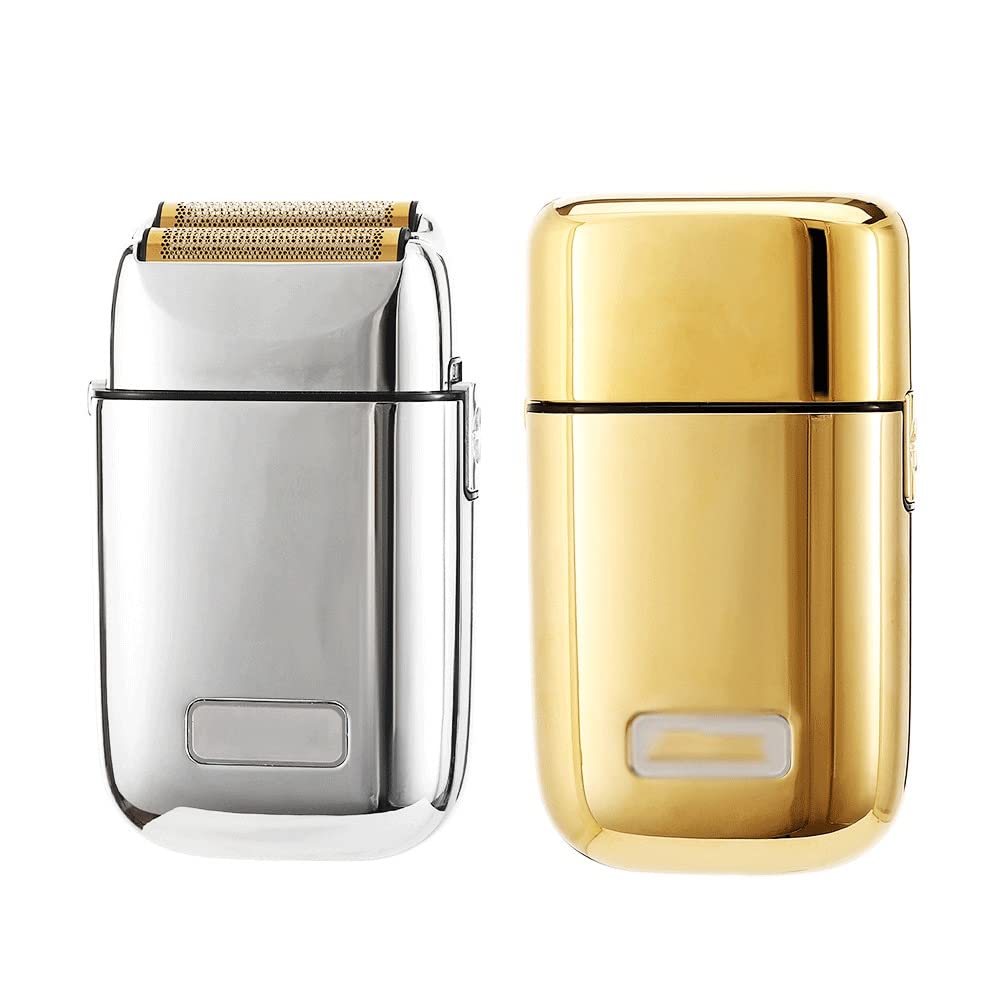 Premium Men's Electric Foil Shaver - Rechargeable Wet/Dry Shaver with Multifunctional Removable Cutter Head - Ultra Comfortable Gold Shaver for Smooth Shaving at Home or Travel