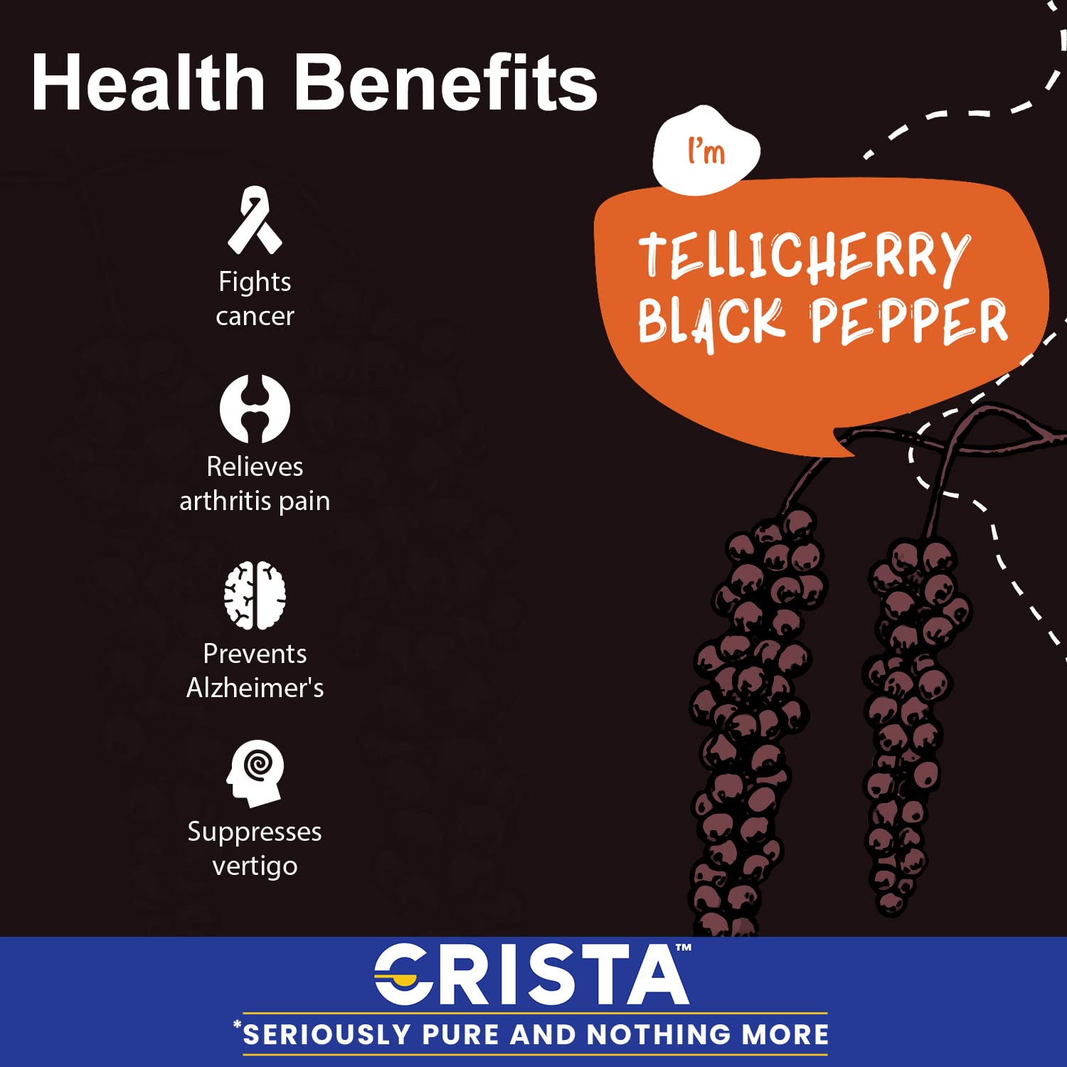 Organic Tellicherry Whole Black Pepper | Sun-Dried, No Additives or Preservatives | High Volatile Oil Content | 100g | Premium Spice for Cooking, Grilling & Seasoning | Natural Flavor Enhancer for Soups, Stews & Marinades