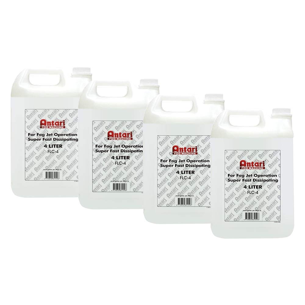 Antari FLC-4 Super Fast Dissipating Fog Fluid - 4 Liter (4-Pack) | High-Quality Haze Juice for Fog Machines | Perfect for Stage Performances, Concerts, and Halloween Parties