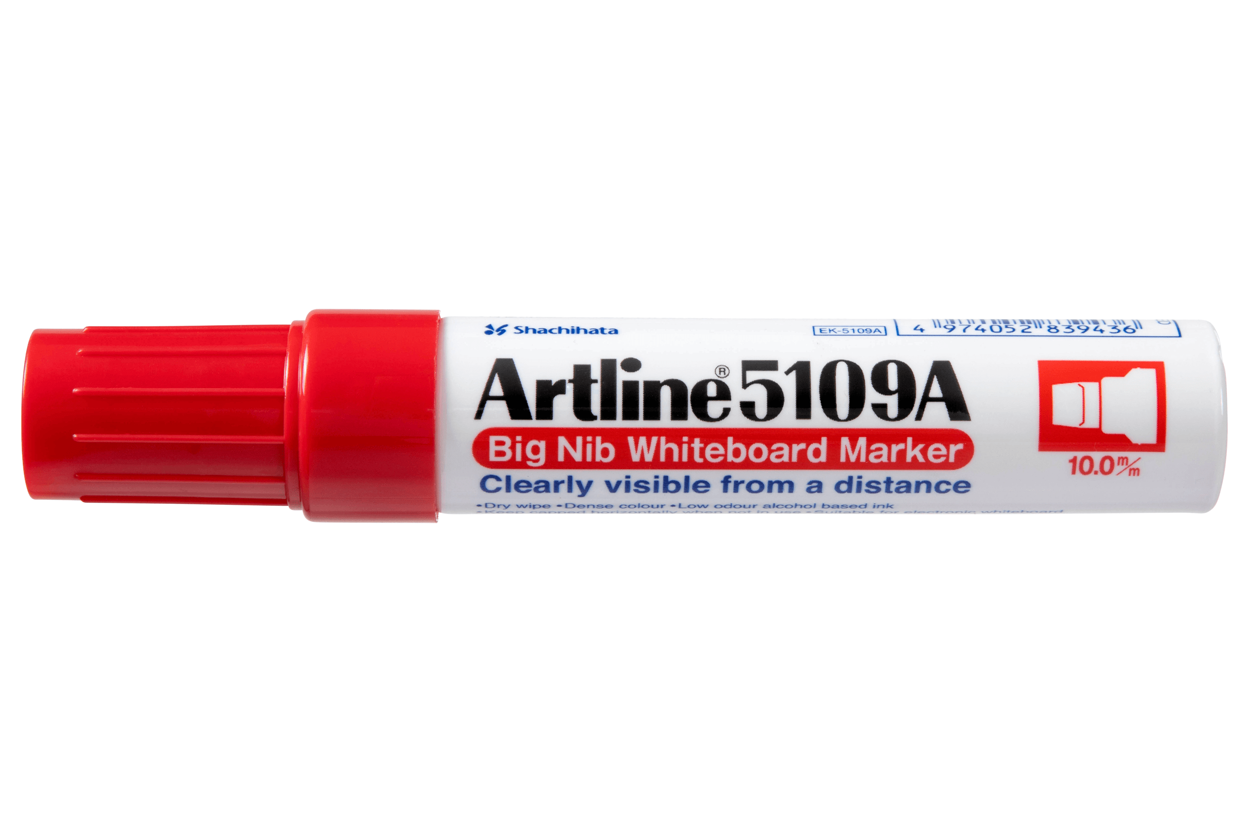 Artline 5109A Whiteboard Marker - 10mm Chisel Tip, Red Ink - Ideal for Office Meetings, Classroom Teaching & Home Organization