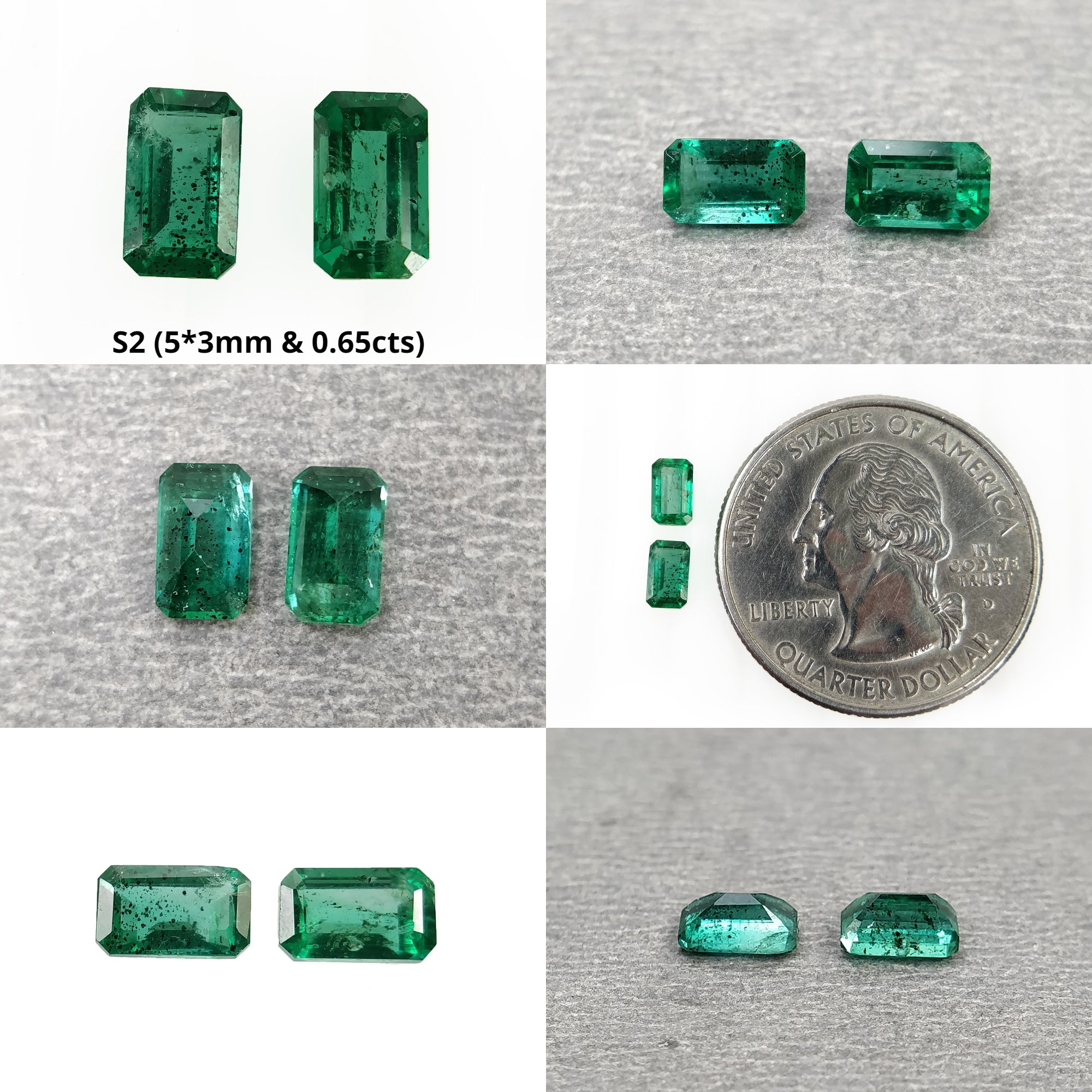 Natural Untreated Green Emerald Gemstone Octagon Cut - 2pc Set for Jewelry Making, Engagement Rings & Necklace Designs