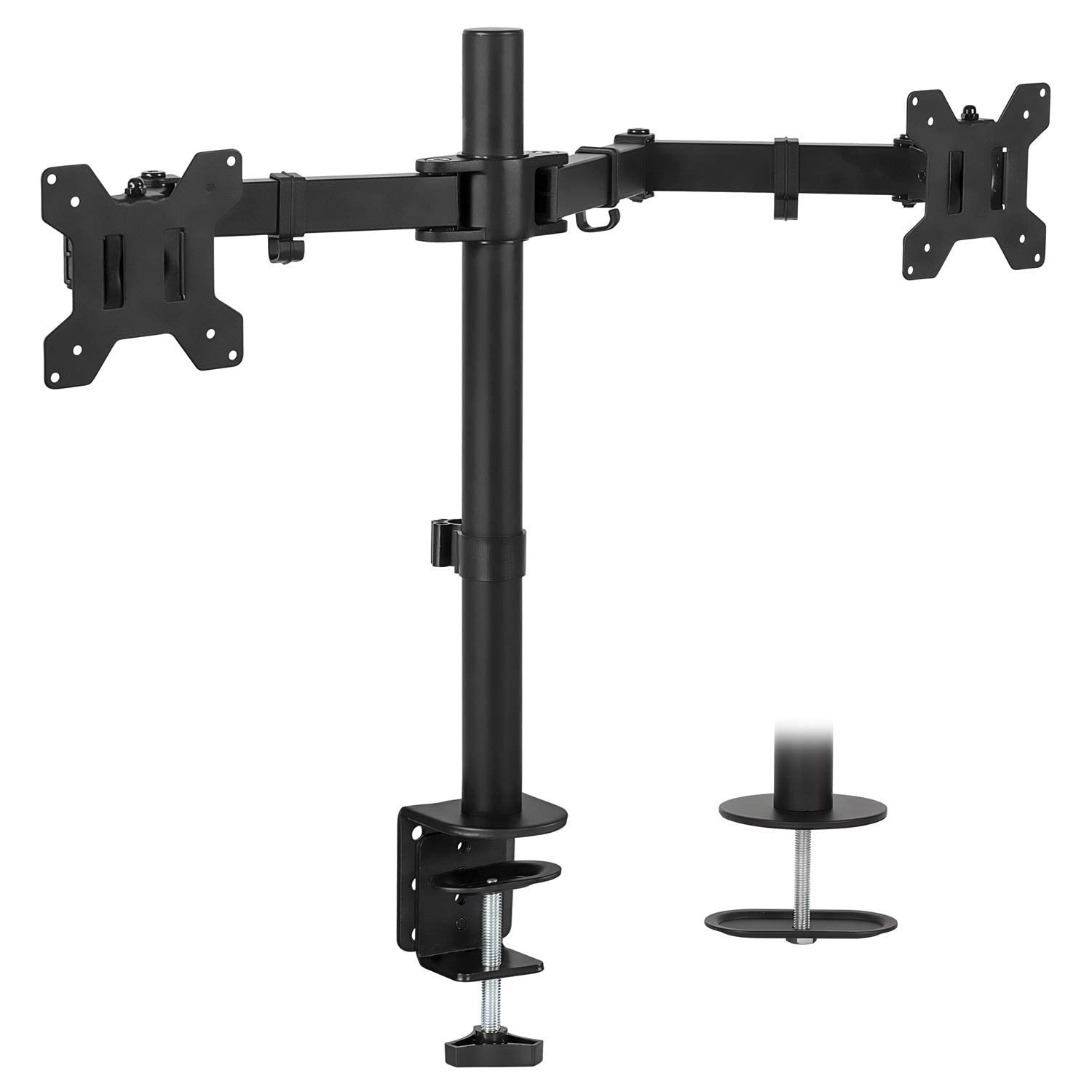Mount-It! Dual Monitor Standing Desk with Height Adjustable Workstation - Heavy Duty Full Motion Monitor Arms for 2 Screens (17-27 Inch) | Perfect for Home Office, Gaming Setup & Ergonomic Workspace