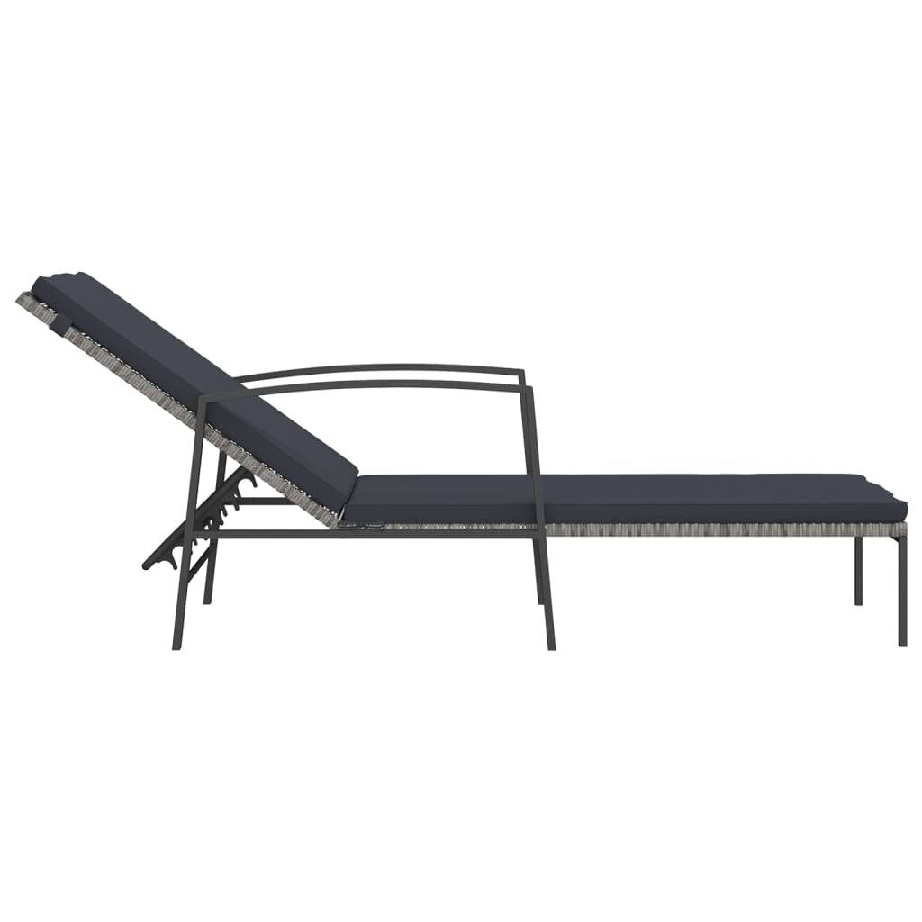 2-Piece Sun Lounger Set with Side Table - Adjustable High Back Poly Rattan Outdoor Furniture with Comfortable Cushions & Powder-Coated Steel Frame - Perfect for Garden, Patio, Poolside & Backyard Relaxation