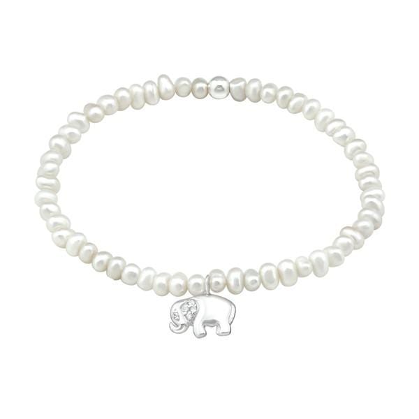 Elegant Freshwater Pearl & Sterling Silver Elephant Bracelet - Perfect for Women's Fashion, Gift Giving & Boho Jewelry Collection