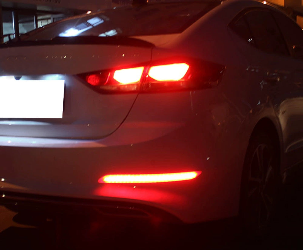 17-18 Hyundai Elantra Full LED Bumper Reflector with Sequential Turn Signal Lights - Upgrade Your Car's Rear Safety & Style for Night Driving & Custom Look