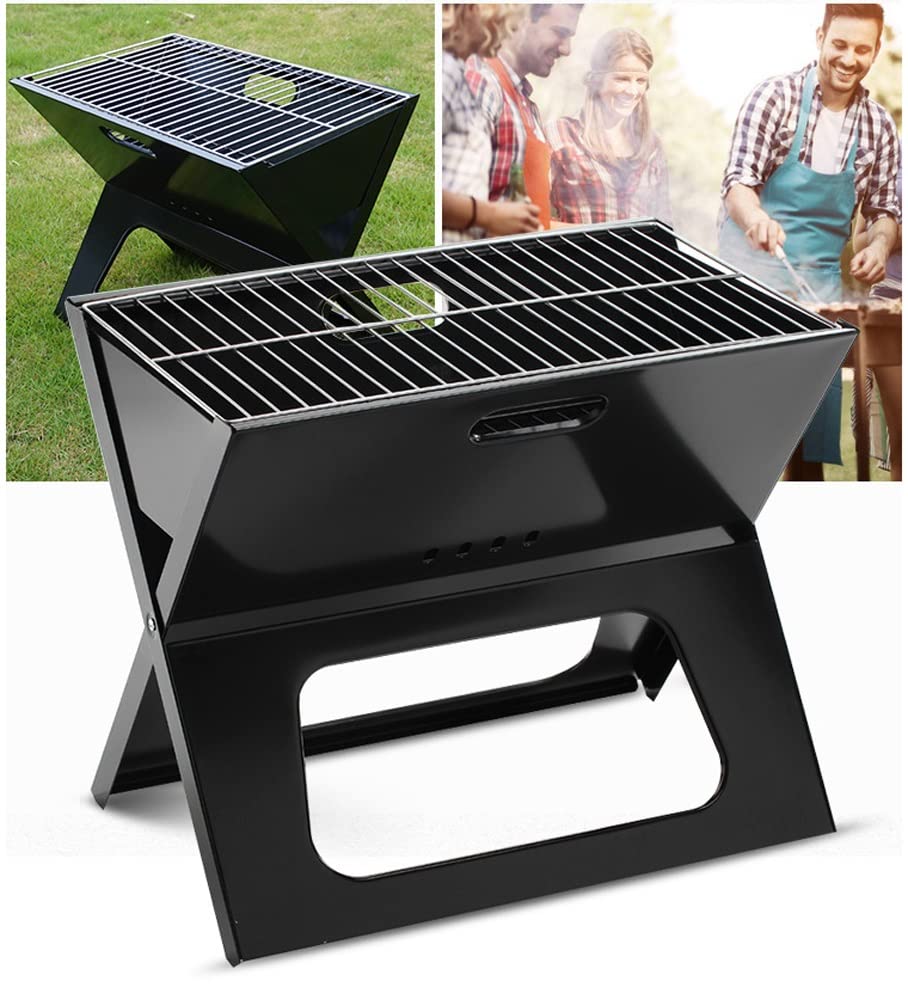 Portable Charcoal Grill - Folding Stainless Steel BBQ Smoker Grill for Outdoor Cooking, Picnics, Camping & Backyard Parties | Compact Tabletop Design for Garden, Terrace & Travel Use