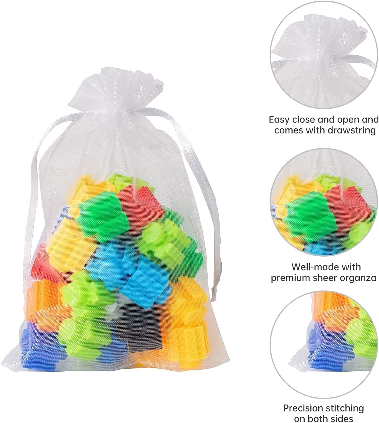 DMS RETAIL 15-Pack White Organza Drawstring Gift Bags 13x18cm - Perfect for Wedding Favors, Party Gifts, Dry Fruits Packaging & Special Occasions