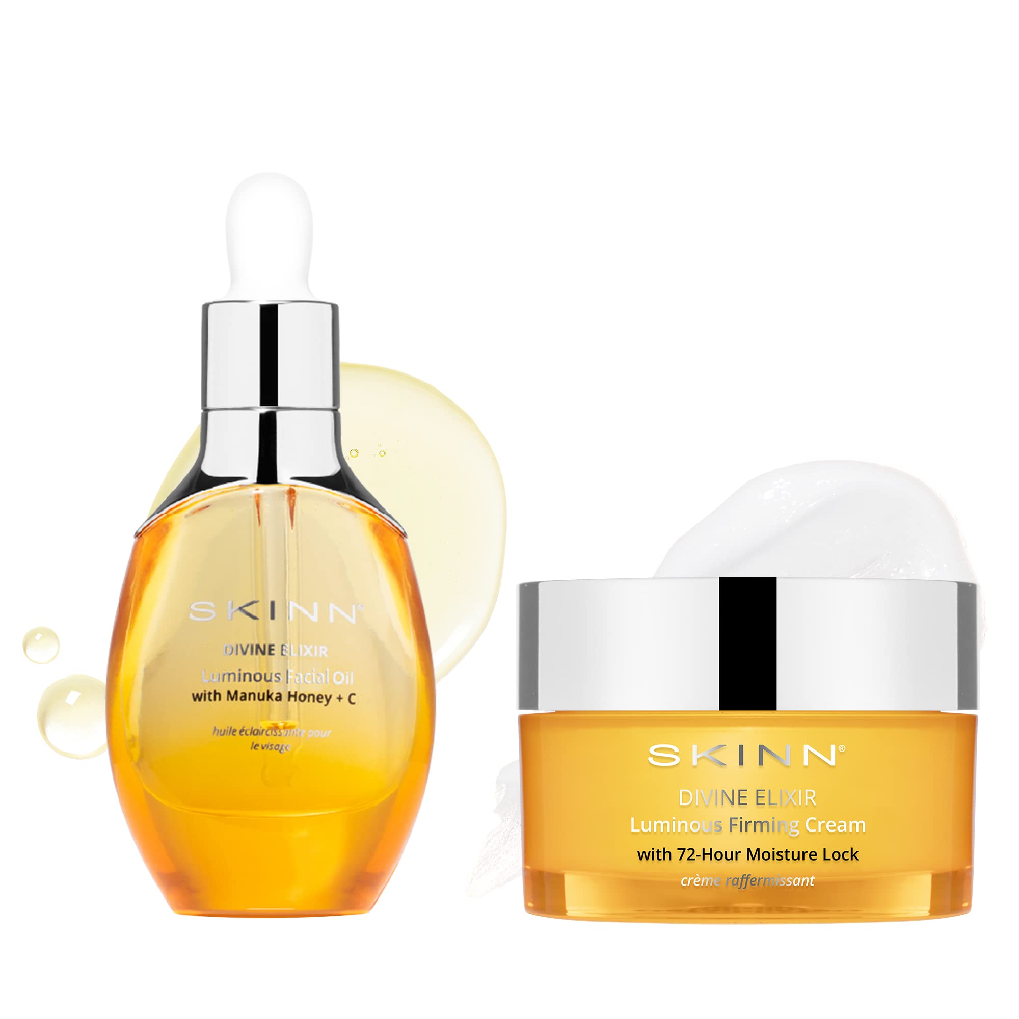 SKINN Luminous Facial Oil & Firming Cream Set - Anti-Aging Skincare Duo for Glowing Skin | Day & Night Hydration Routine