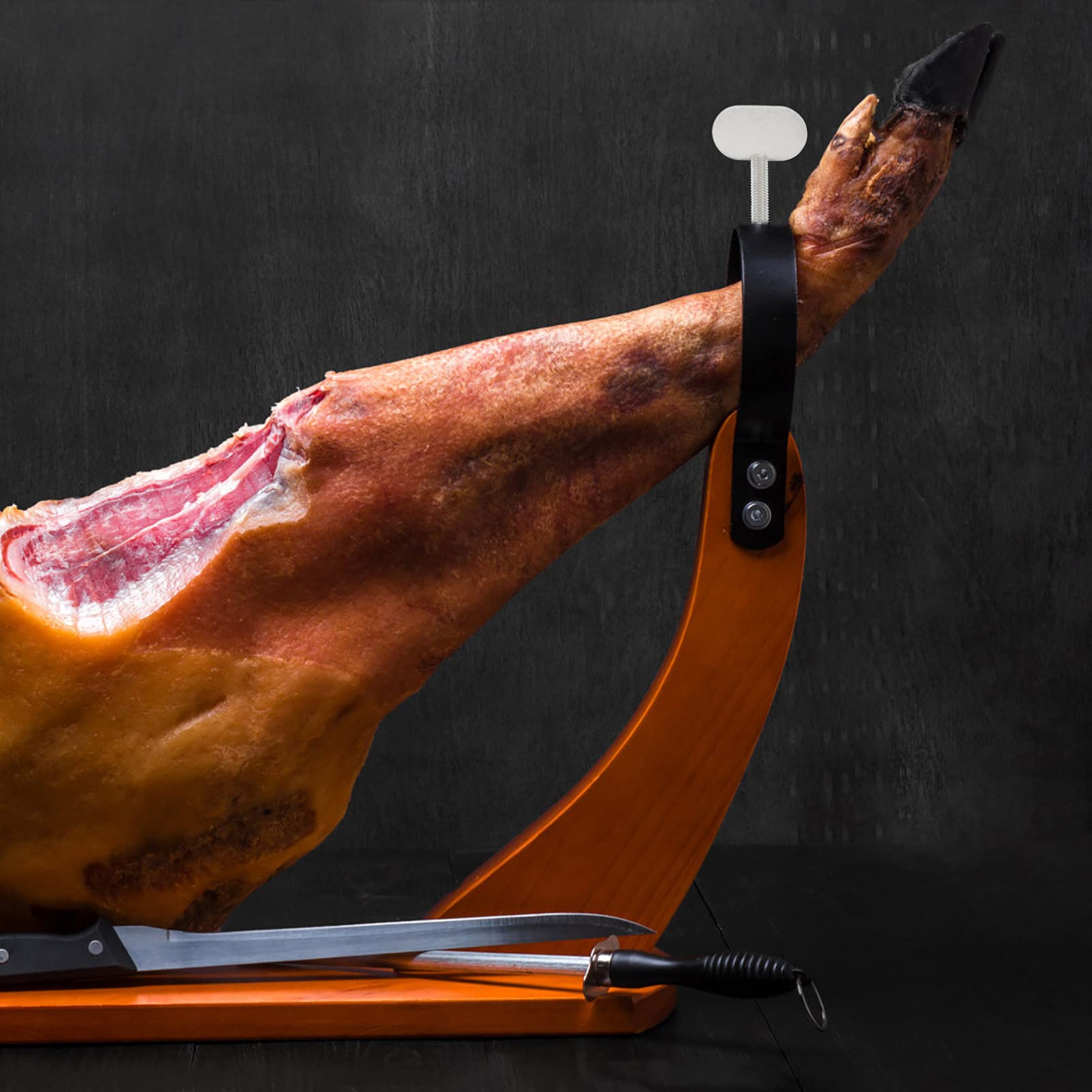 Premium Cabilock Grill Accessories Set - Heavy Duty Metal Ham Stand & Storage Rack for Spanish Serrano & Italian Prosciutto - Perfect for Outdoor BBQ, Picnics, and Charcuterie Displays