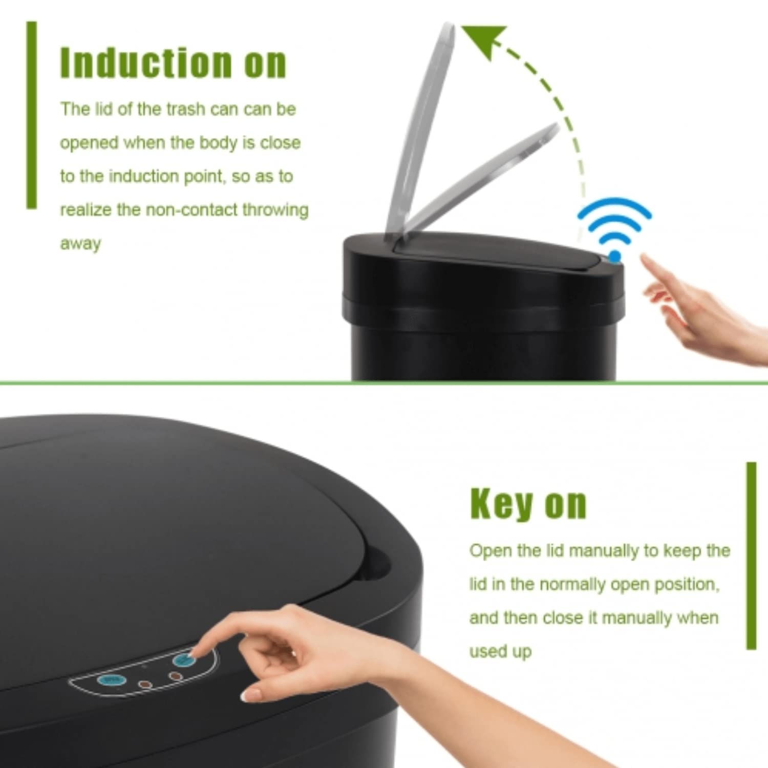 Automatic Touchless Motion Sensor Trash Can - 13 Gallon/50L Stainless Steel Kitchen Garbage Bin with Lid, Brushed Metal Design for Home, Office & Restaurant Use - White (Ideal for Indoor Waste Disposal)