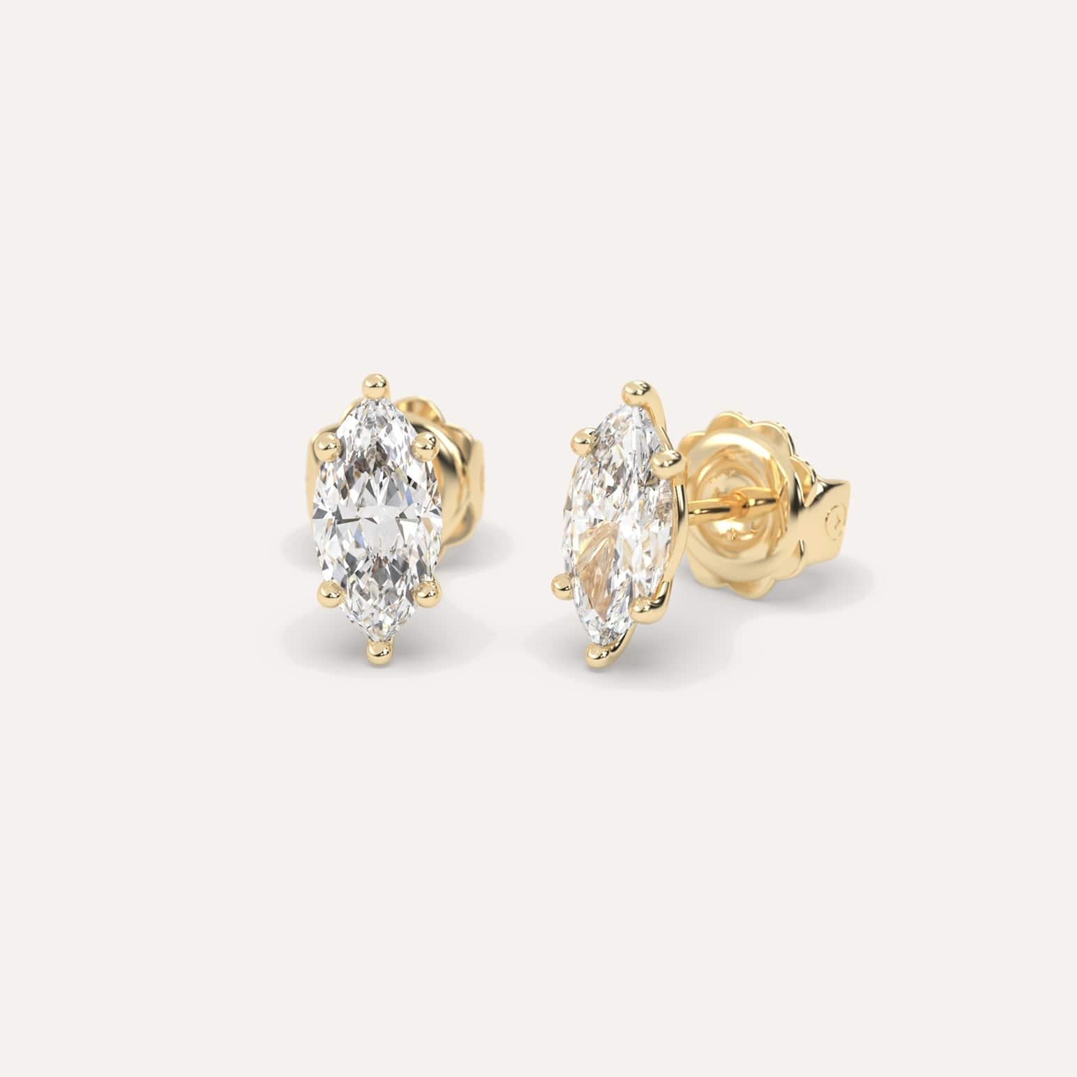 2 Carat Marquise Cut Diamond Stud Earrings - 14K White Gold Dangle Earrings for Women, Perfect for Weddings, Anniversaries & Special Occasions