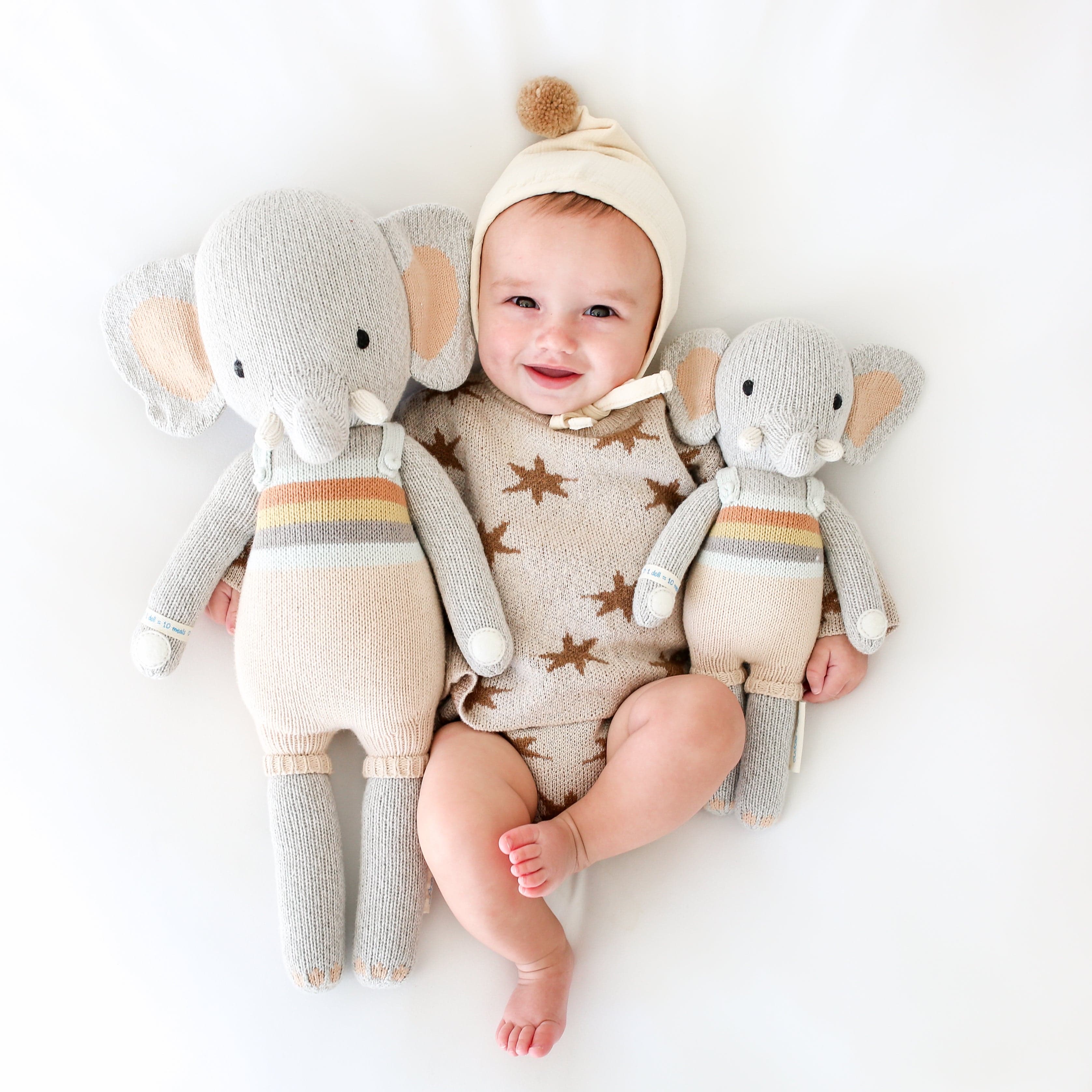 Cuddle+Kind Evan the Elephant Plush Toy - Organic Cotton Stuffed Animal for Babies & Kids | Soft, Huggable & Safe | Perfect for Nursery Decor, Gifts & Cuddling