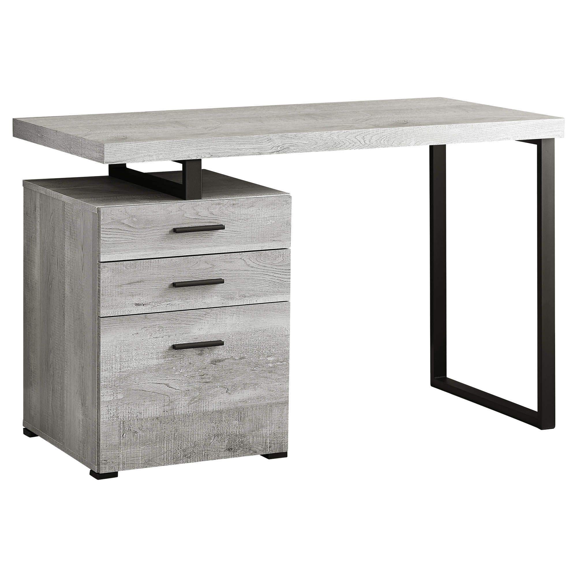 Offex 48 Inch Modern Reclaimed Wood Look Computer Desk with Storage Drawers - Stylish Home Office Desk for Work, Study and Gaming (Grey)