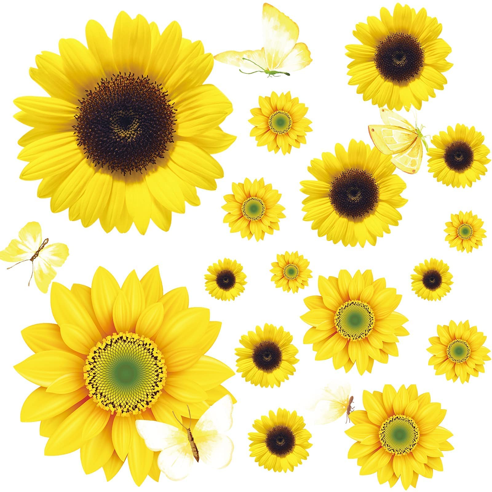 54 Pcs 3D Sunflower & Butterfly Wall Stickers - Removable Waterproof Wall Decals for Home Decor | Perfect for Living Room, Bedroom, Bathroom & Nursery Decoration