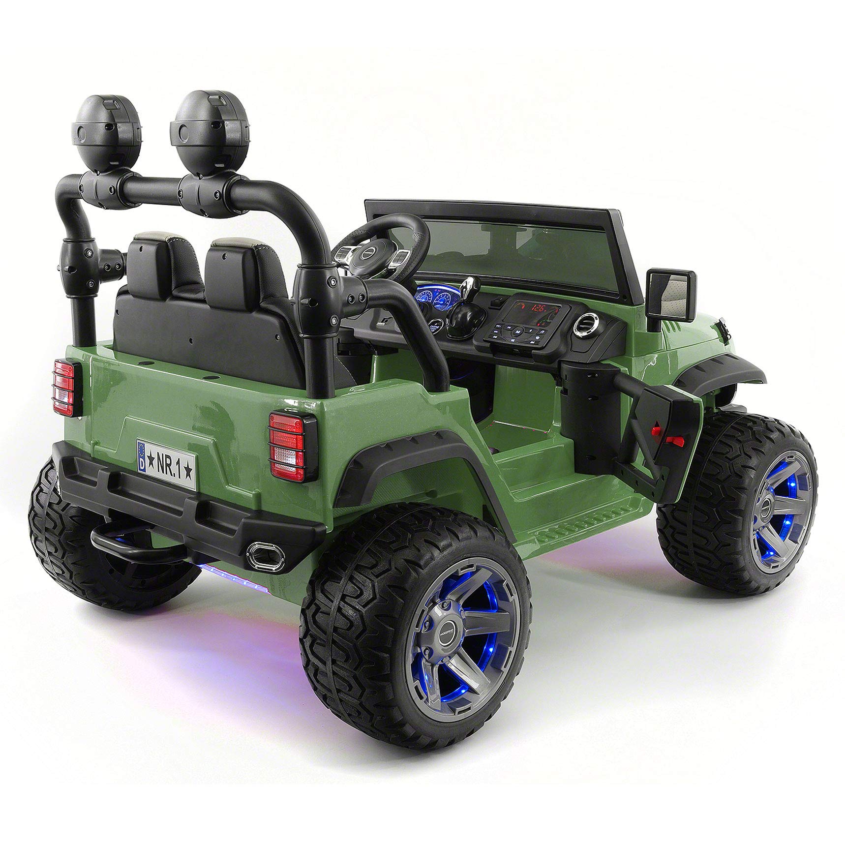 **Modern Kids Trail Explorer 2-Seater 12V Electric Ride-On Car with Parental Remote Control, EVA Foam Wheels, Leather Seat, Bluetooth FM MP3 Player & LED Lights – Perfect for Outdoor Adventures & Backyard Fun**