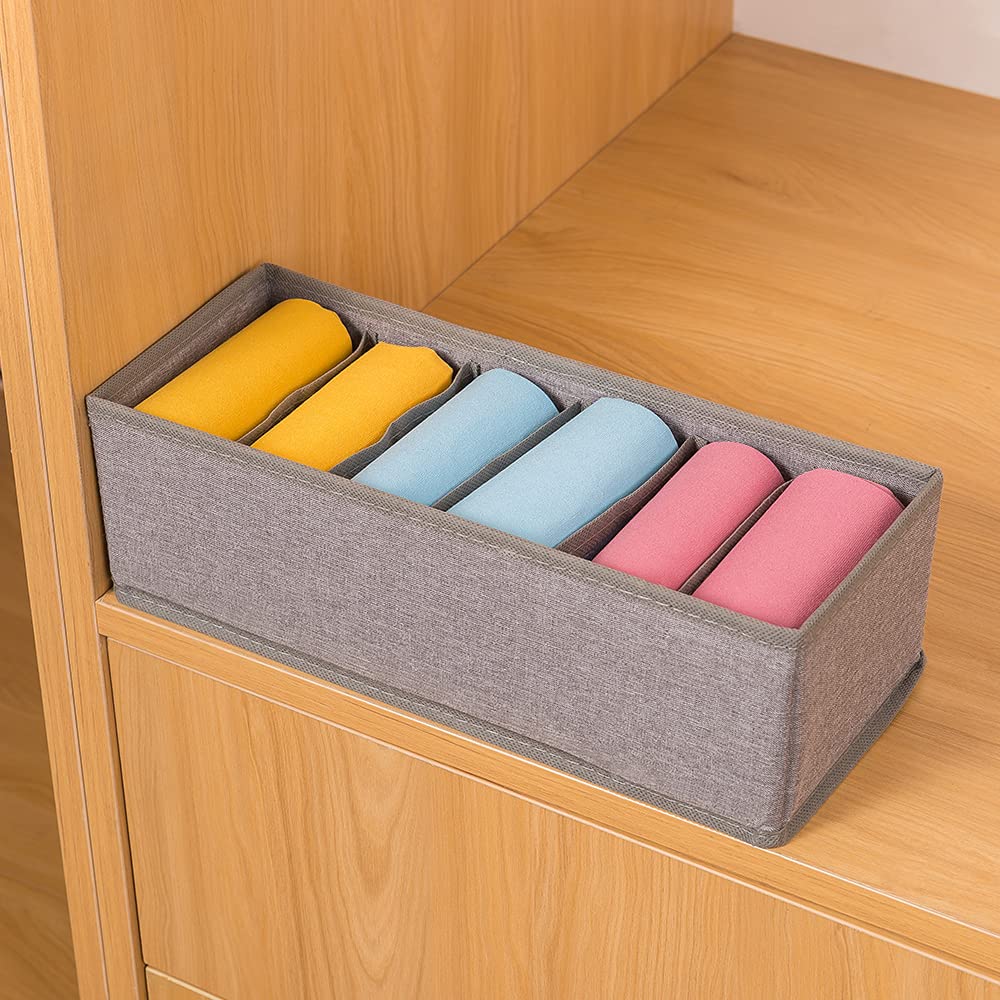 Qozary 3 Pack Collapsible Drawer Organizer Dividers - Underwear, Socks, Lingerie, Tie & Belt Storage Box for Closet, Cabinet & Bedroom Organization - Perfect for Baby Clothes & Home Storage Solutions