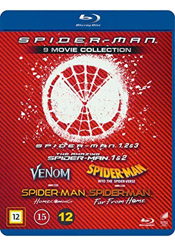 Spider-Man 9-Movie Blu-Ray Collection Box Set - Includes Spider-Man 1-3, Venom, Amazing Spider-Man 1-2 & More (Region A/B/C) - Perfect for Marvel Fans & Movie Night Gifts