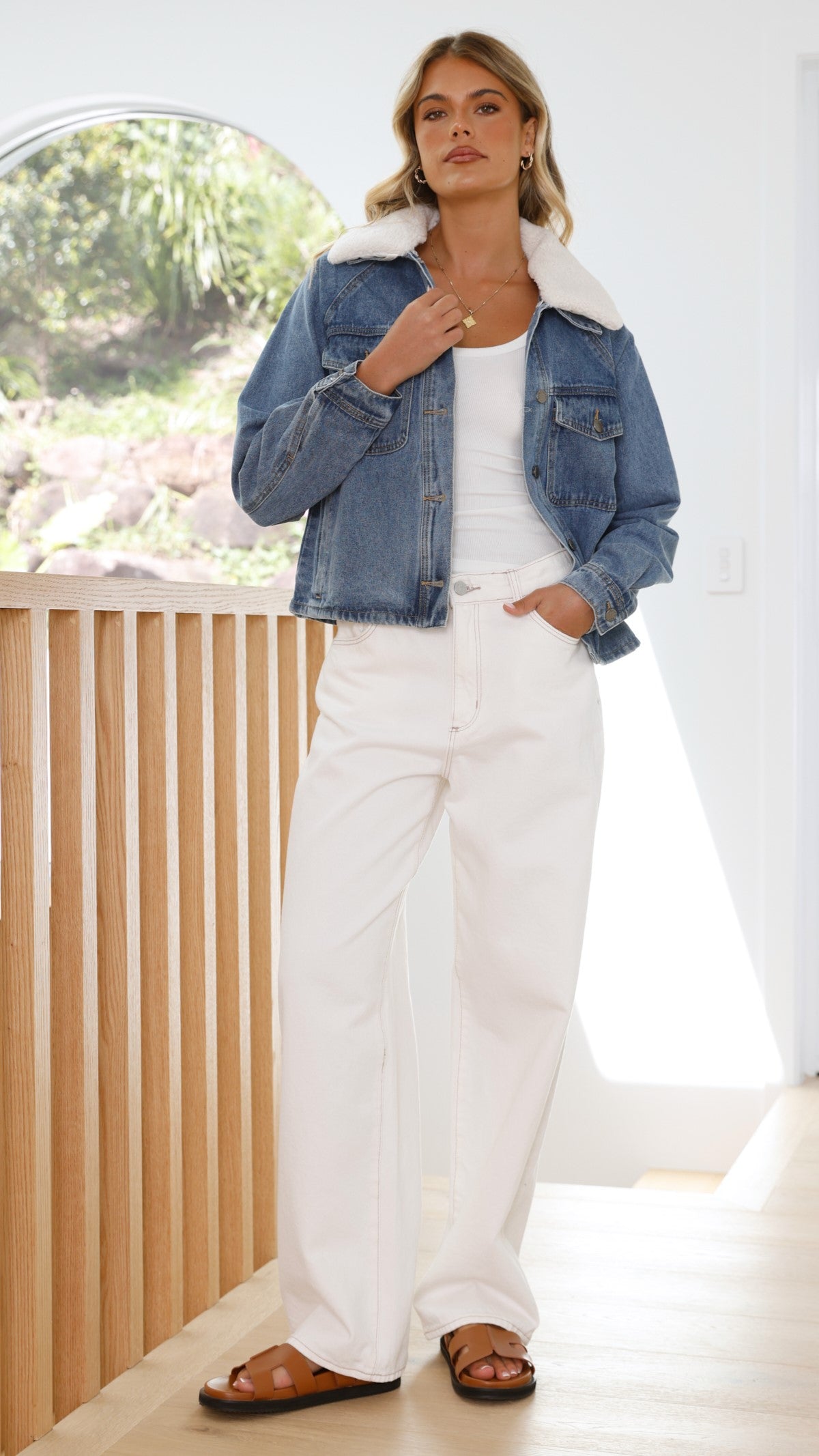 Laelia Teddy Jacket for Women - Mid Blue Denim Coat | Cozy Winter Outerwear, Casual Streetwear Style | Perfect for Fall, Winter & Everyday Fashion