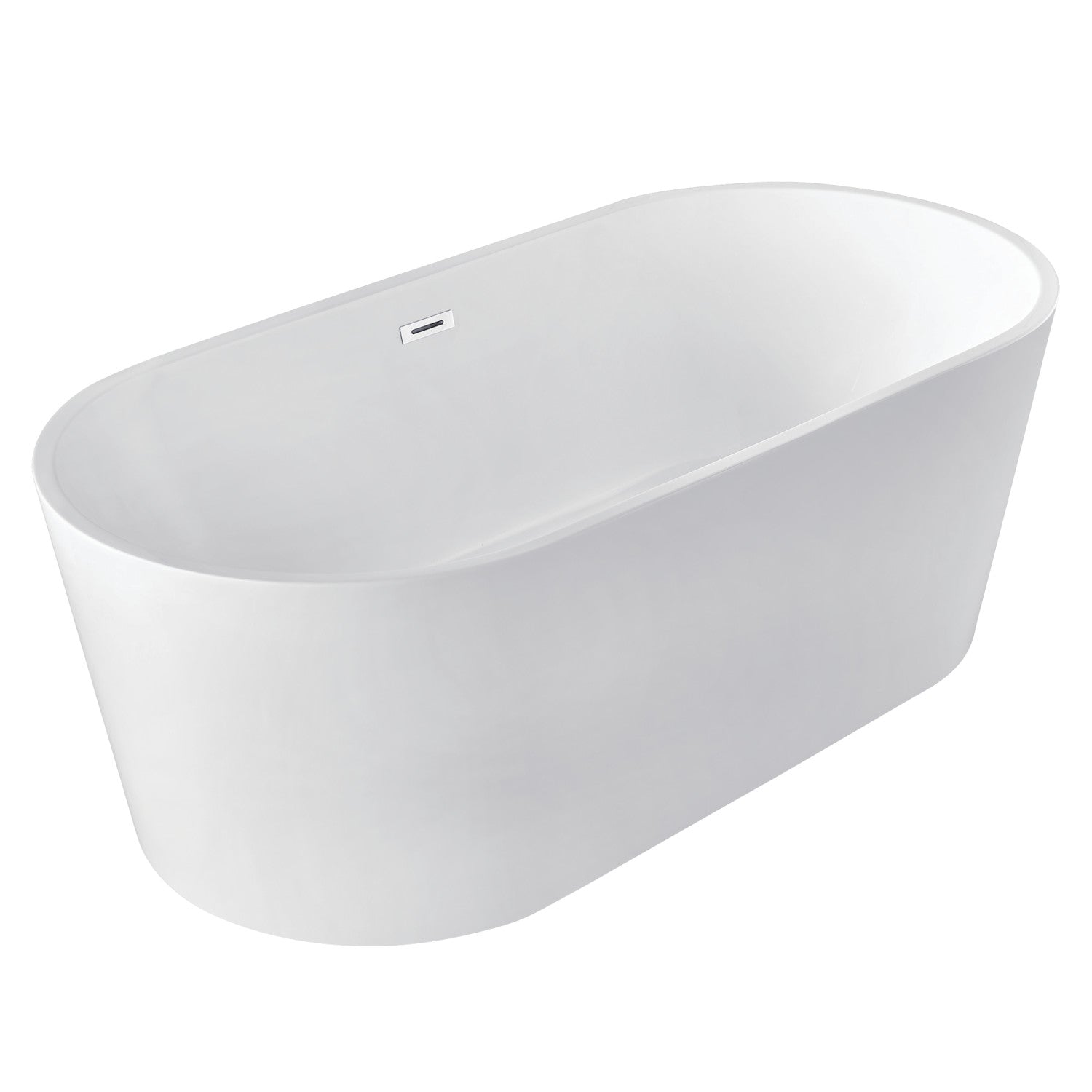 Aqua Eden 59-Inch Freestanding Acrylic Oval Bathtub - Double Ended Soaking Tub with Drain in Glossy White | Perfect for Luxury Bathrooms & Spa-Like Relaxation at Home