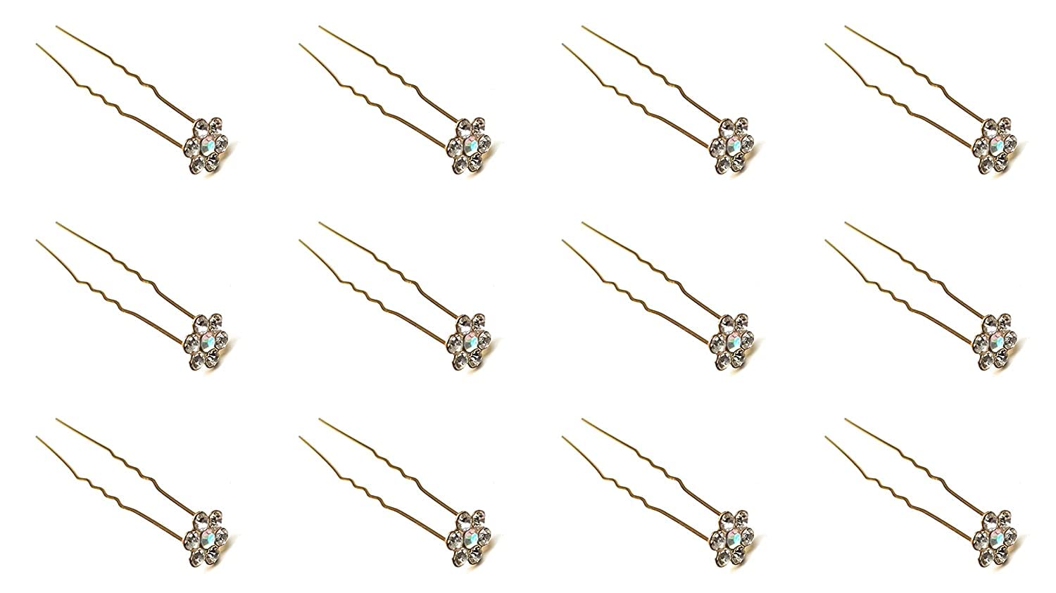 JAGMOOLYA PRODUCTS 18-Pack Silver White Rhinestone Hair Clips - Crystal Flower Juda Hair Pins for Women, Bridal Wedding Hair Accessories - Perfect for Parties, Prom, and Special Occasions