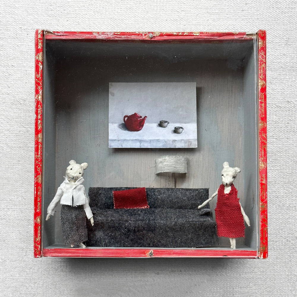 Red and Gray Assemblage - Stylish Home Decor for Living Room, Bedroom & Office | Perfect for Wall Art, Shelf Display & Gift Giving