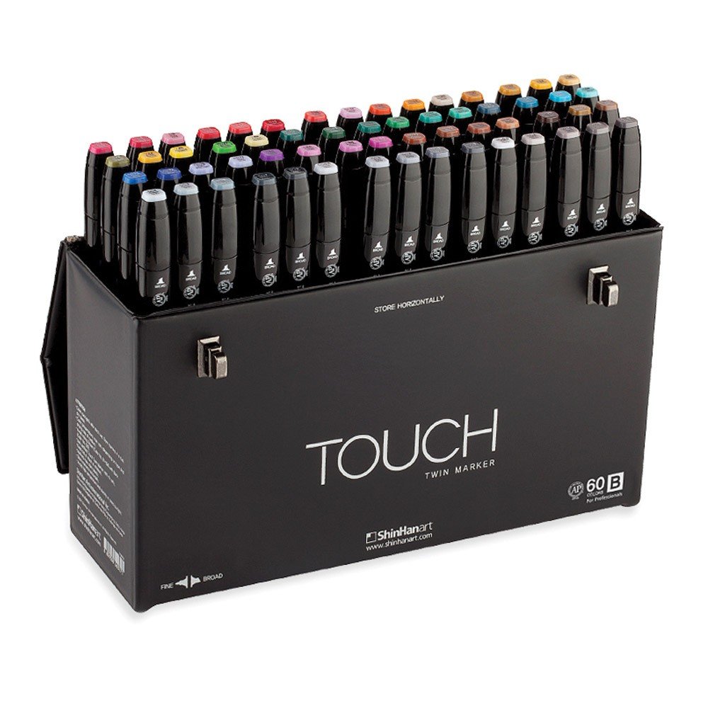 ShinHan TWIN Marker 60-Color Set B - Premium Dual-Tip Art Markers for Drawing, Sketching & Calligraphy | Perfect for Artists, Students & Designers | Use for Coloring Books, Illustration & Hand Lettering