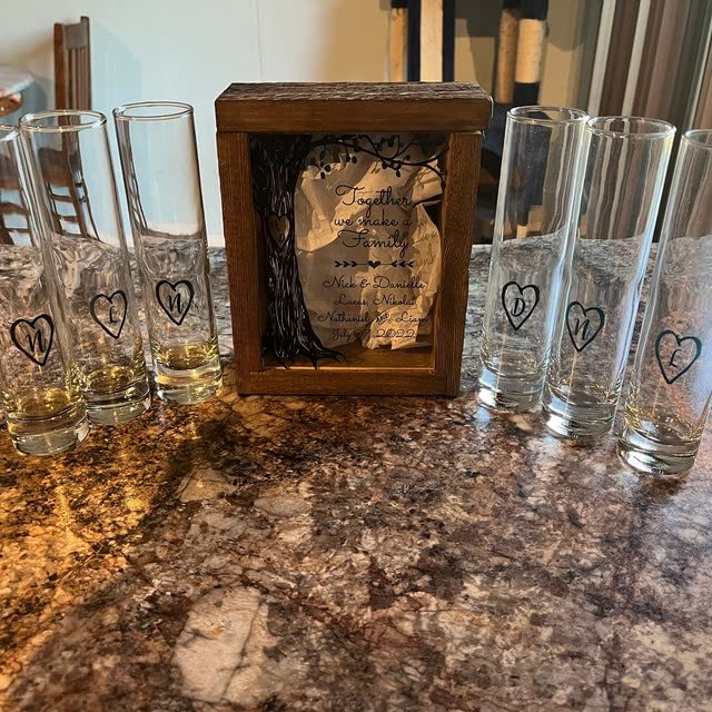 Personalized Glass Sand Ceremony Set for Blended Family - Custom Ink Printed Rustic Shadow Box Unity Sand Kit - Wedding Unity Ceremony Alternative & Beach Outdoor Wedding Decor - Perfect for Vow Renewals, Family Blending Ceremonies, and Coastal-Themed Weddings