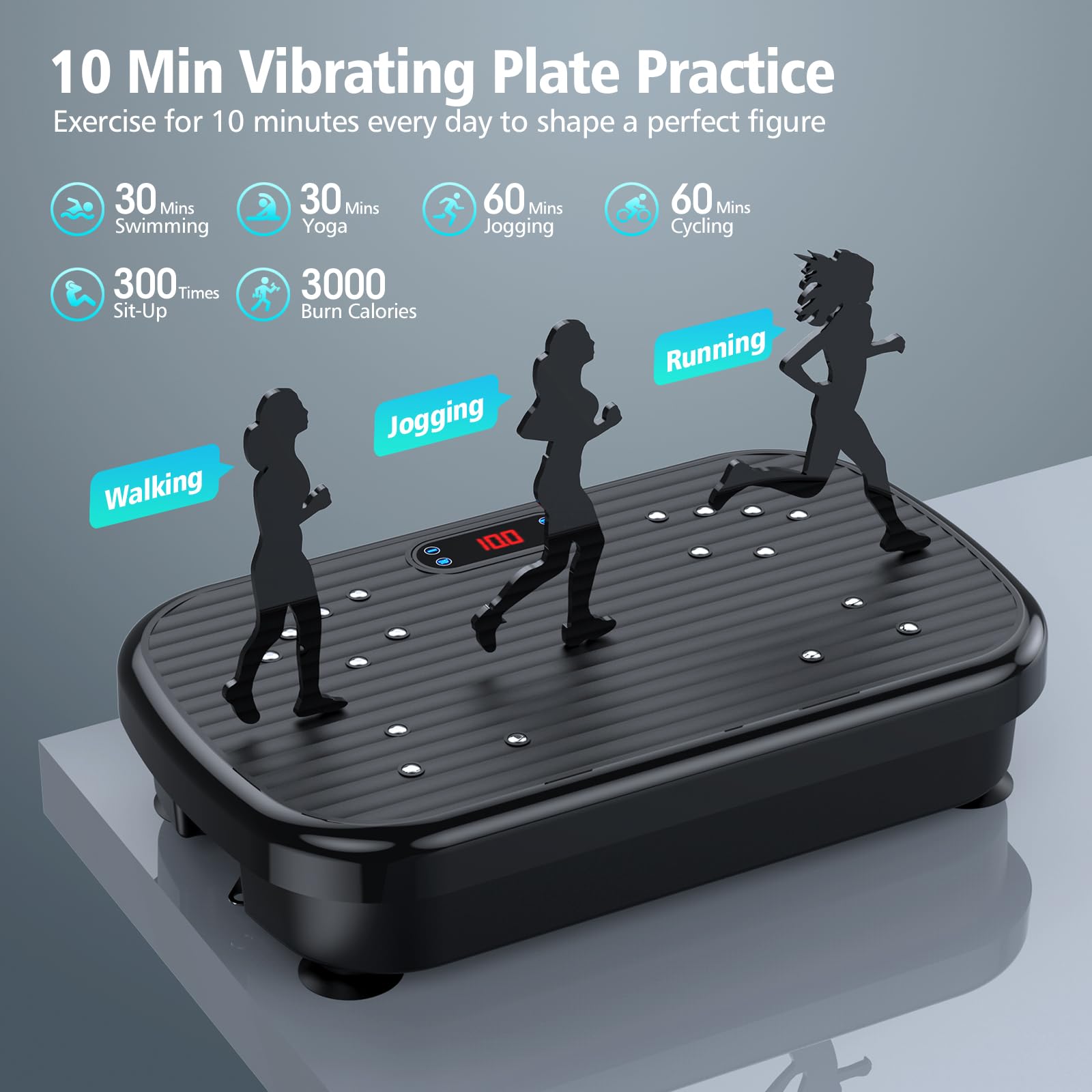 Vibration Plate Exercise Machine for Weight Loss & Body Toning - 330 lbs Capacity Whole Body Vibration Platform with Lymphatic Drainage - Perfect for Home Gym, Fitness Training & Wellness Recovery