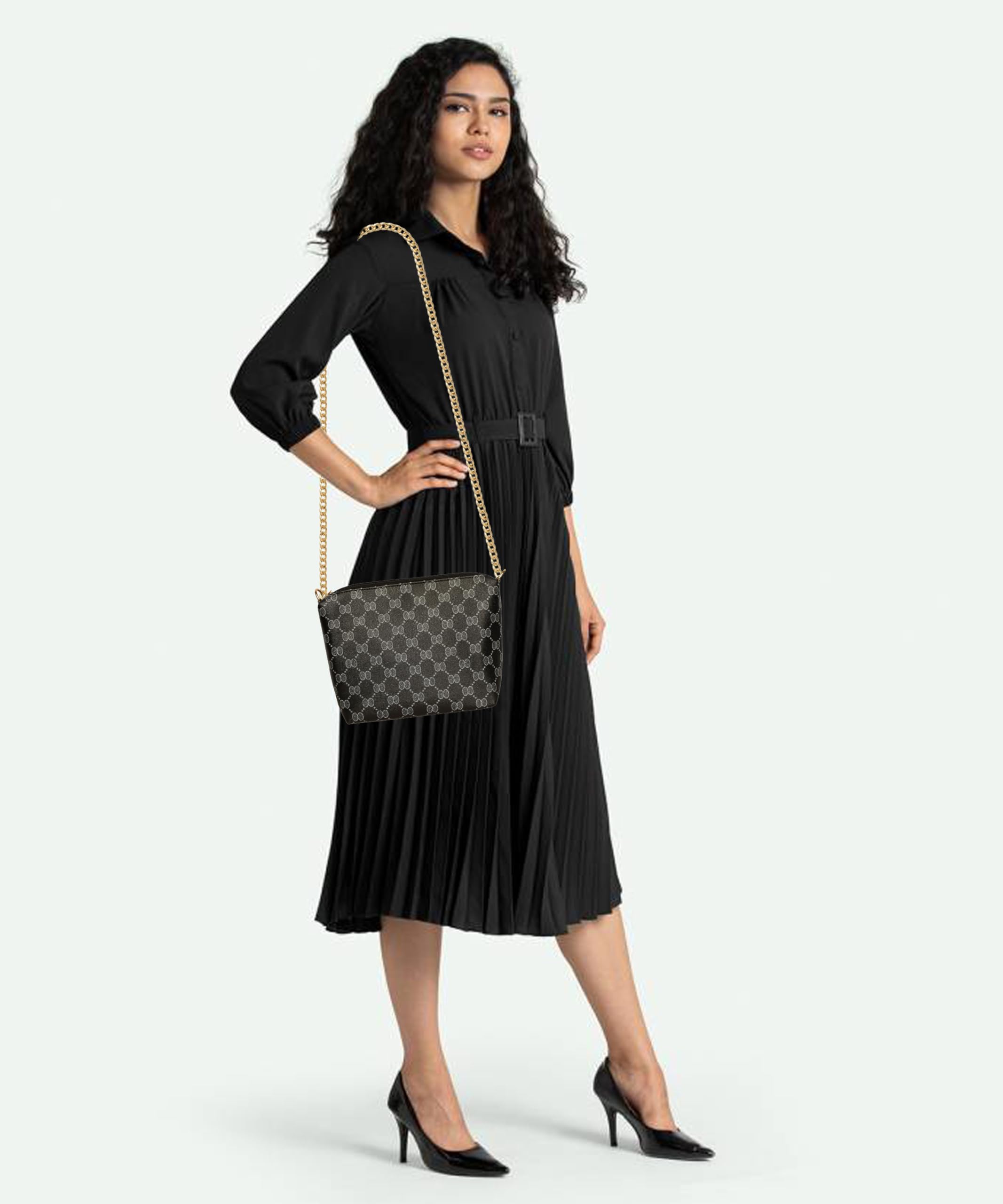 Trendy Black Sling Bags for Women | Stylish Crossbody Purse for Girls & Teens (SLINGF111) - Perfect for Travel, Shopping & Everyday Use