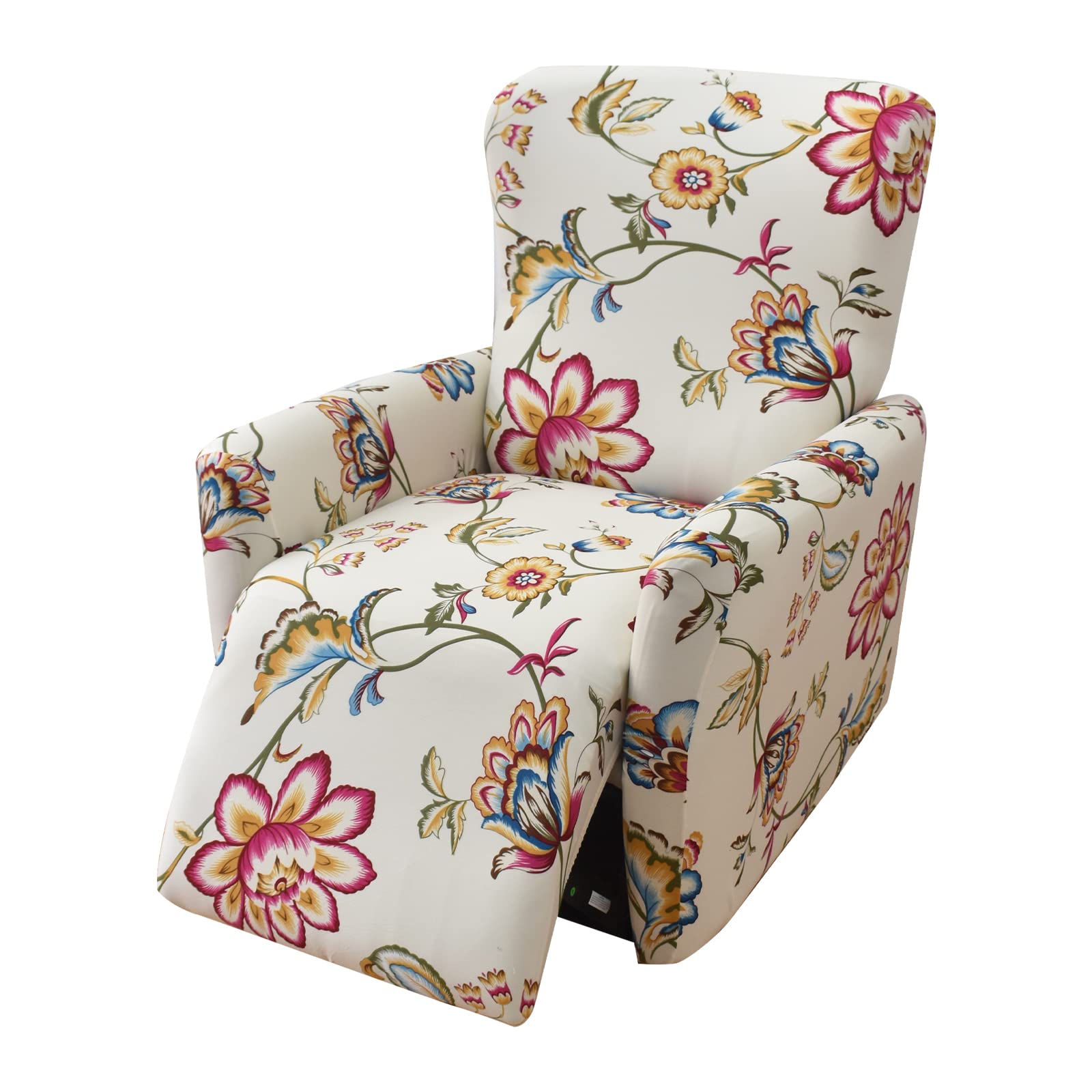 HAOYONG 4-Piece Stretch Recliner Covers with Pockets - Printed Sofa Slipcover for Recliner & Lazy Boy Chairs, Furniture Protector for Living Room - Perfect for Home Theater, Family Gatherings & Relaxation