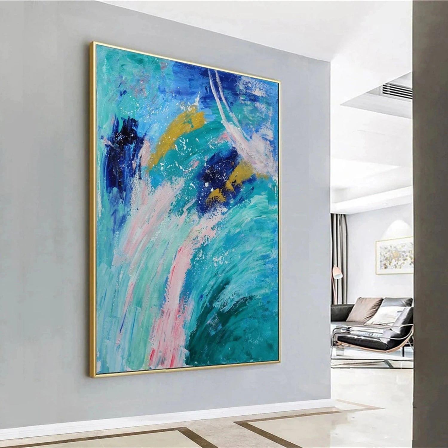 Abstract Painting #AB 289 - Modern Wall Art for Living Room, Bedroom & Office Decor - Handmade Canvas Artwork