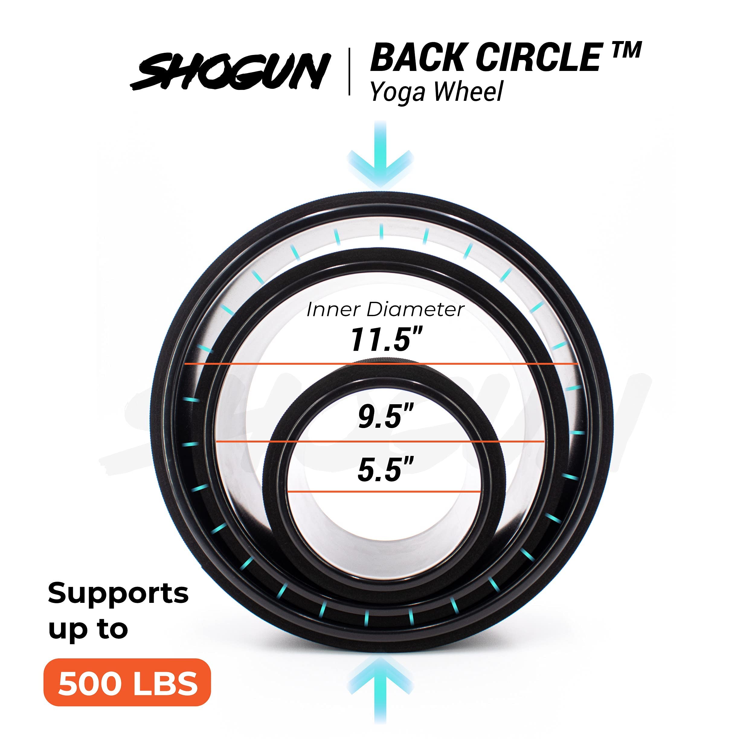 Shogun Yoga Wheel Roller for Back Pain Relief & Spine Stretching - Premium Back Roller Wheel for Flexibility, Mobility & Posture Correction - Perfect for Yoga, Pilates, Physical Therapy & Home Workouts