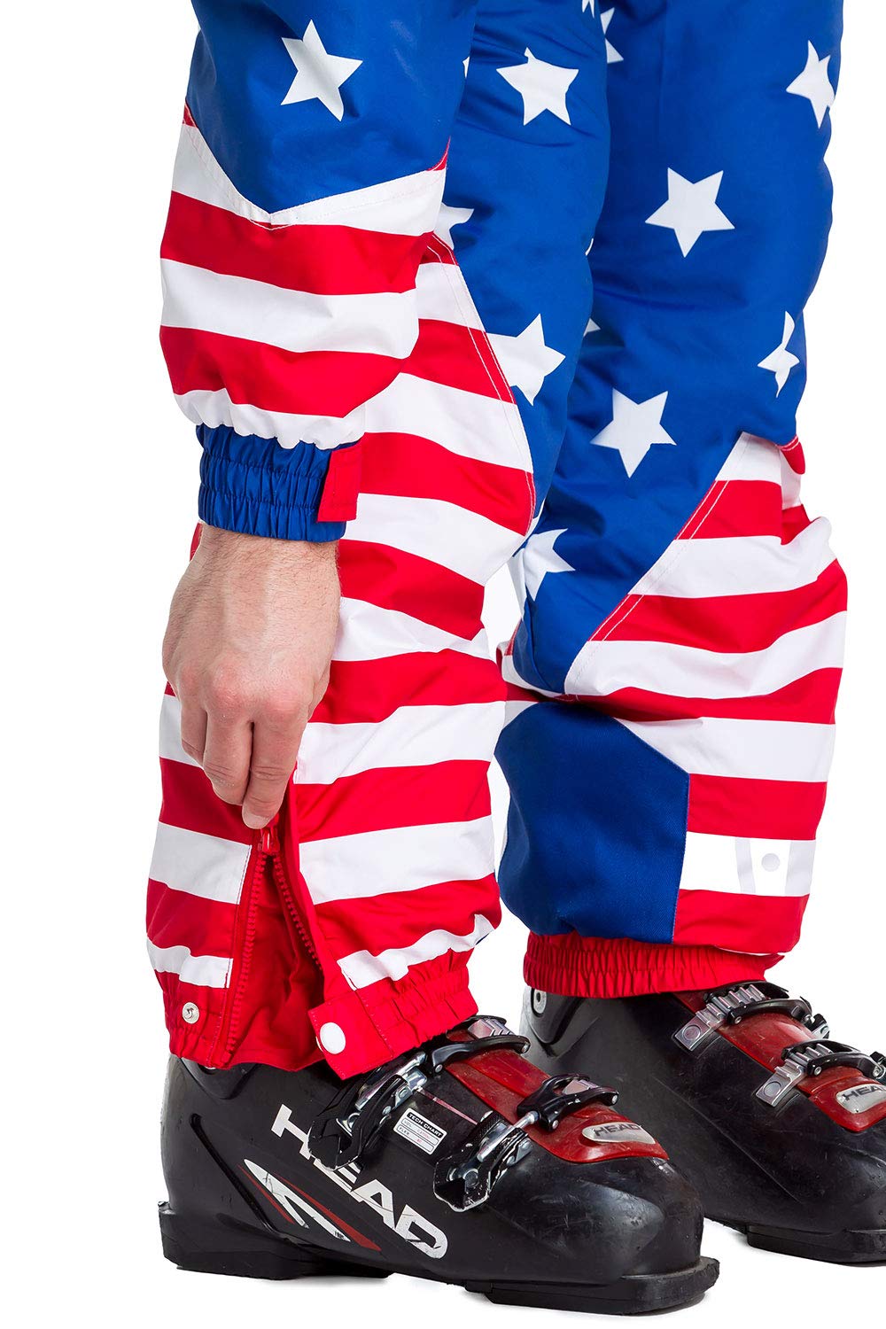 Retro Snow Suits for Men - Warm One-Piece Ski Suit for Winter - Tipsy Elves Bold & Fun Ski Outfit - Perfect for Skiing, Snowboarding & Winter Festivals