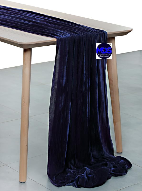 20 Pack 10ft Velvet Table Runner 29x120 Inches - Navy Blue Wedding Table Decor for Romantic Rustic Weddings, Birthday Parties, Bridal Showers & Party Arch Decorations | Elegant Dining Table Cover for Home Decor & Special Events