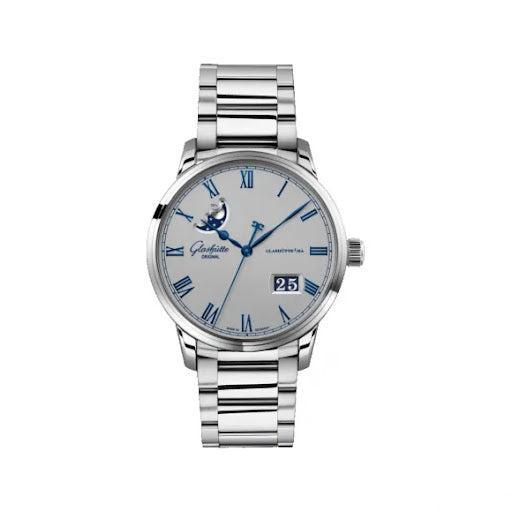 Glashutte Original Senator Excellence Panorama Date Moon Phase Stainless Steel Men's Watch - Luxury Dress Watch for Business & Formal Occasions