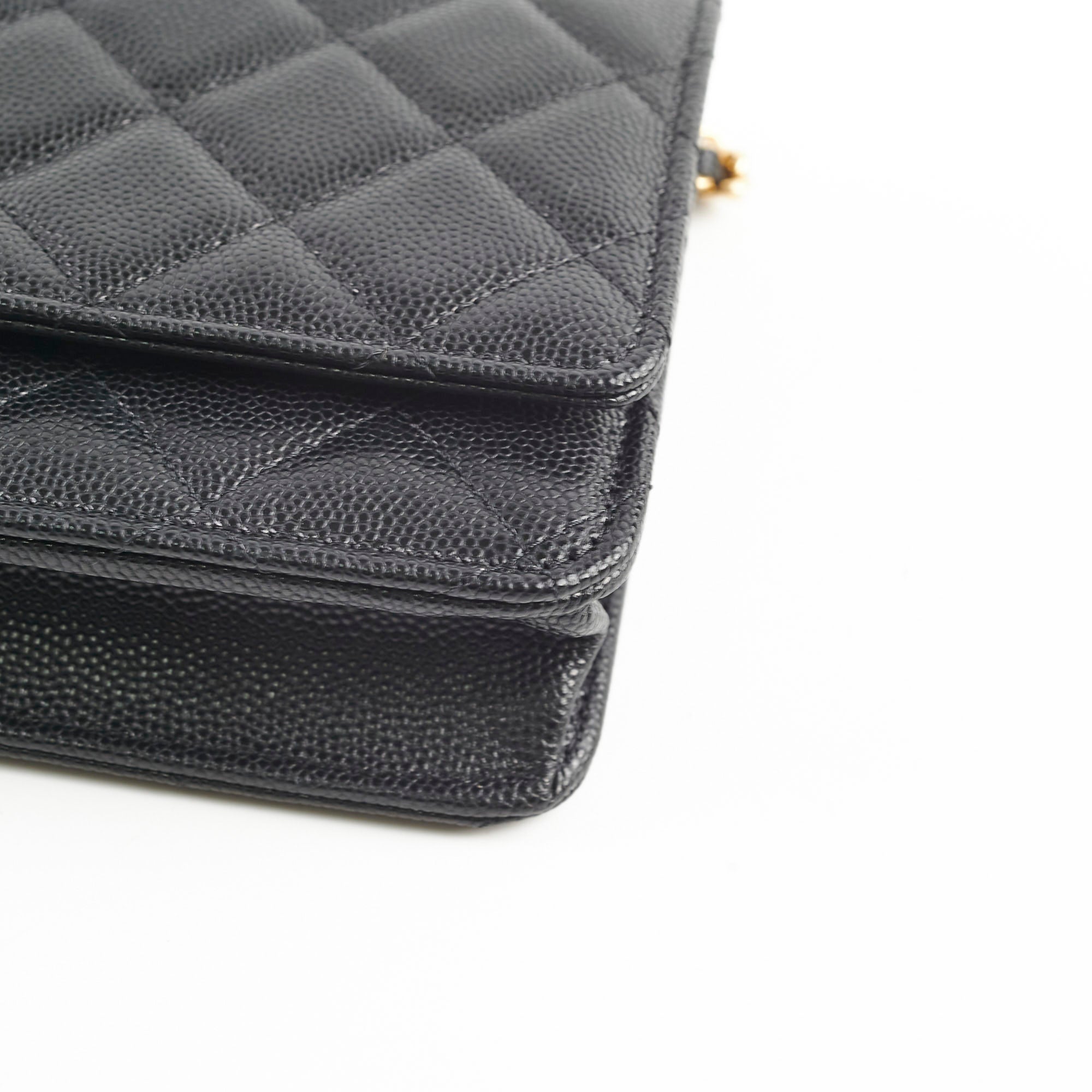 Chanel Black Caviar Leather Top Handle Wallet On Chain WOC with Gold Hardware & Microchip - Perfect for Evening Events, Parties & Luxury Fashion Accessories