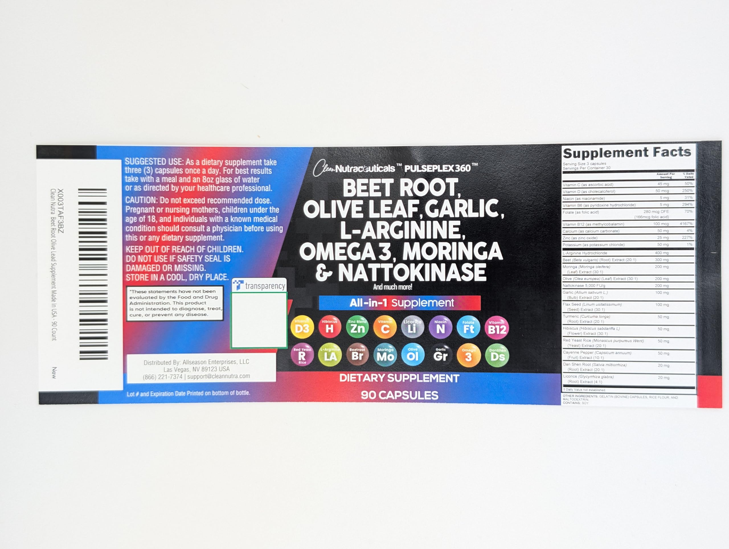 Premium Beet Root Capsules with Olive Leaf, Nattokinase, Garlic Extract & Heart-Healthy Supplements - L-Arginine, Omega 3, Red Yeast Rice, Hibiscus, Danshen - 90 Count for Cardiovascular & Blood Pressure Support - Perfect for Daily Wellness Routine & Active Lifestyle