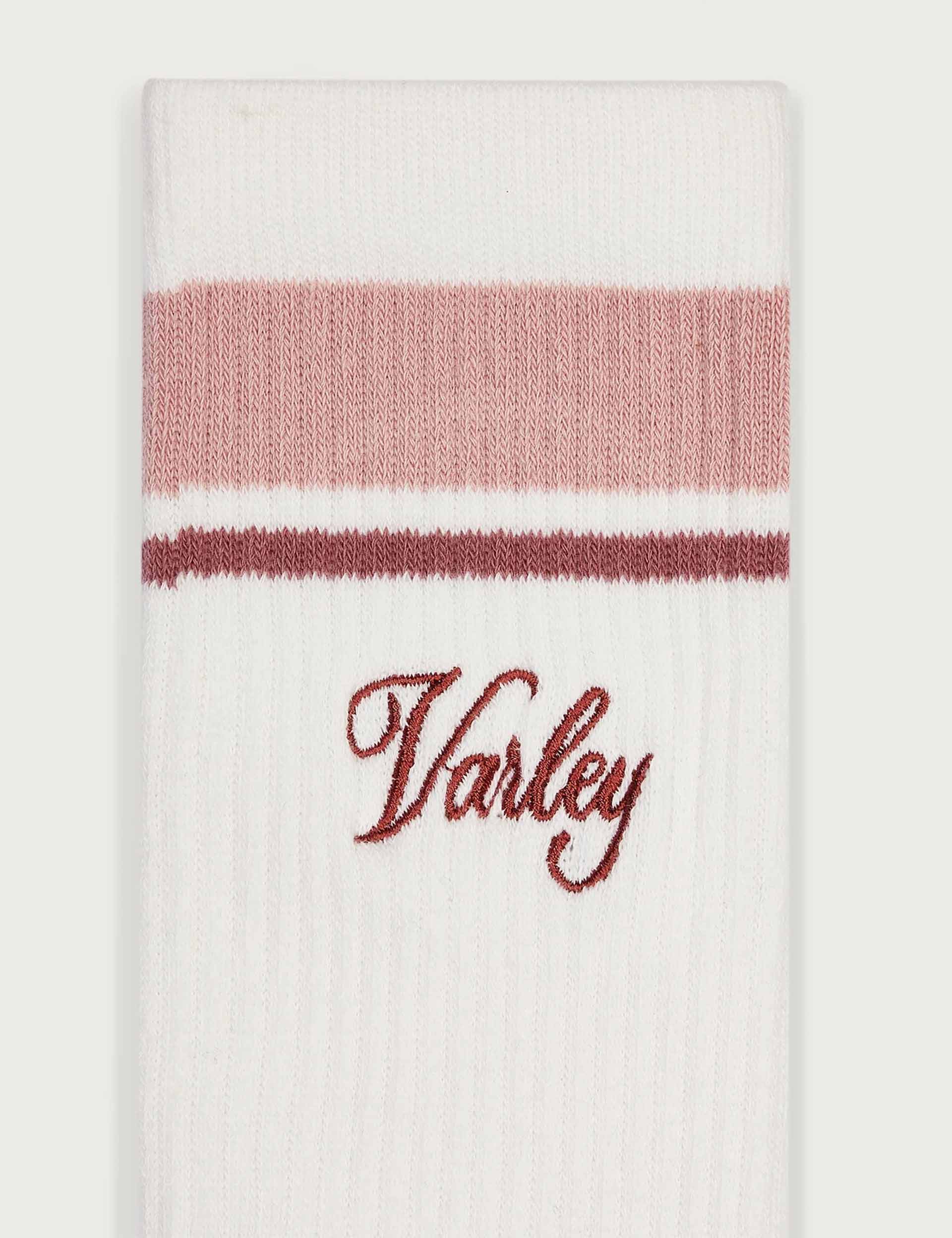 Lamar Club Stripe Socks for Men & Women - Soft Comfortable Cotton Crew Socks in Egret/Pale Mauve/Dusty Rose - Perfect for Casual Wear, Sports & Daily Activities