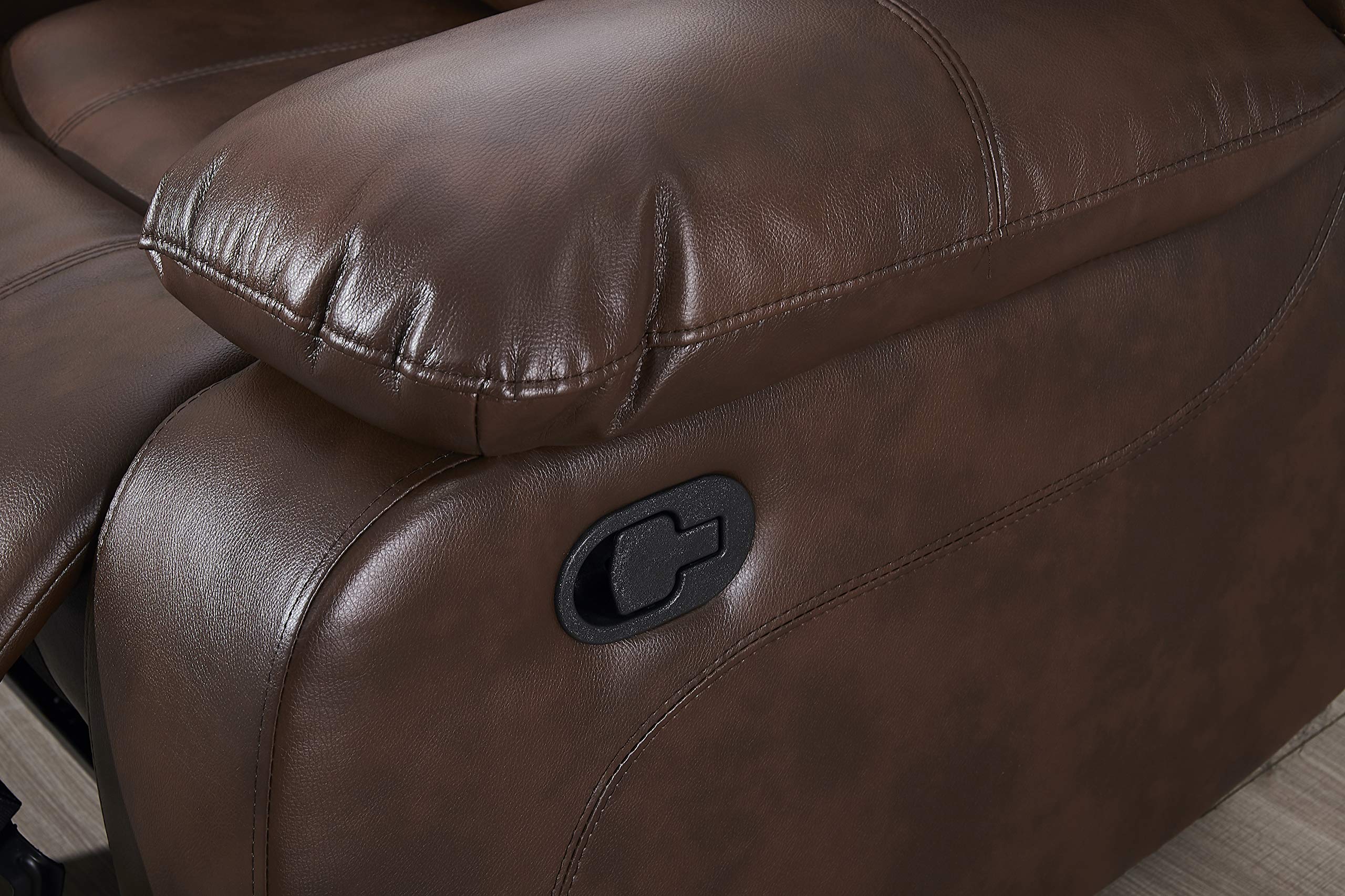 Betsy Furniture 3-Piece Bonded Leather Reclining Sofa Set - Living Room Loveseat & Glider Chair with Multiple Color Options (Brown) - Perfect for Family Movie Nights & Cozy Living Room Relaxation